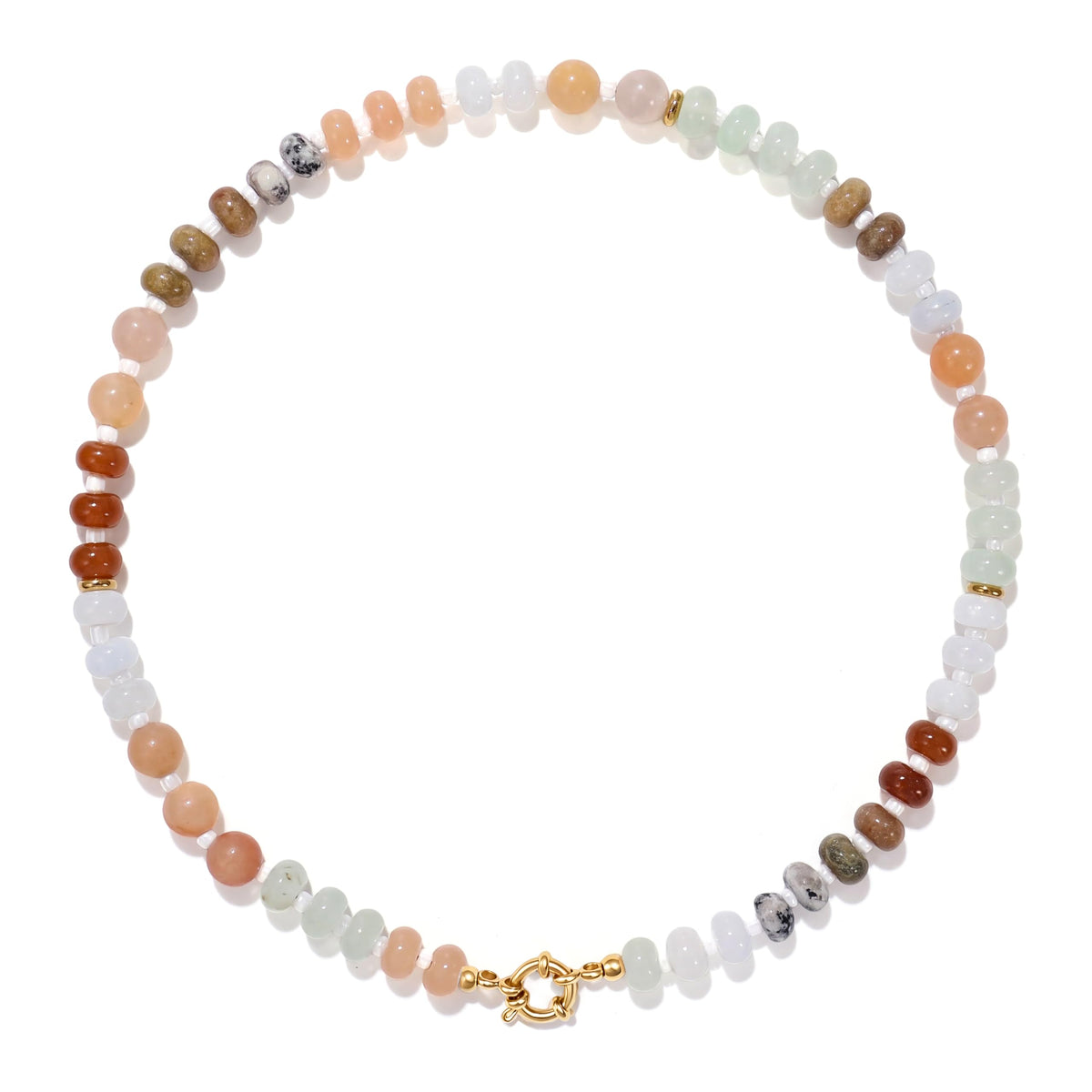 Natural Stone Beaded Choker Necklace for Women (Jade color Series)