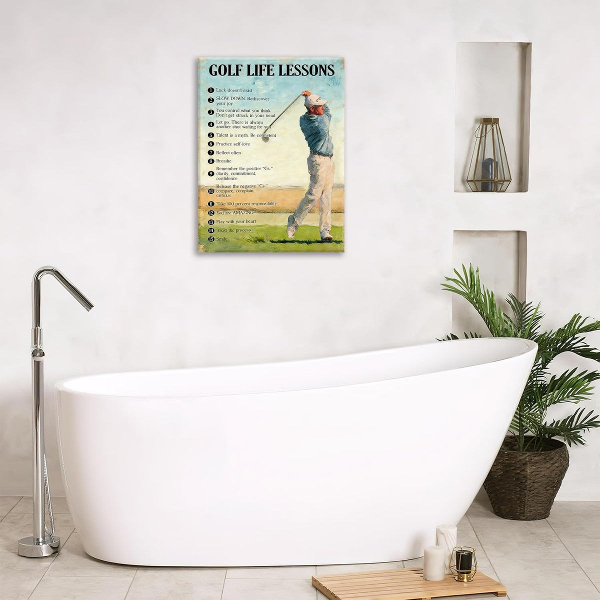 Golf Canvas Wall Art Inspirational Sports Painting Framed ArtWork 12"x16" (Golf / 16"L x 12"W)