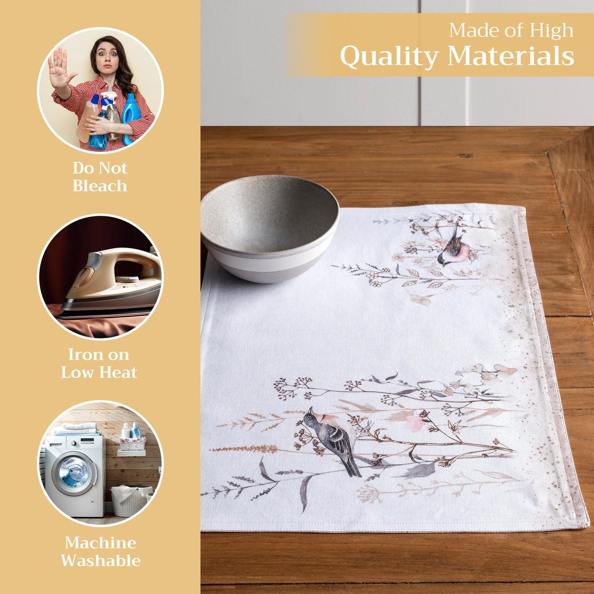 Placemats Set of 4 Reusable 100% Cotton (111 - Meadow Florals - Brown / 13" X 19" (Pack of 4))