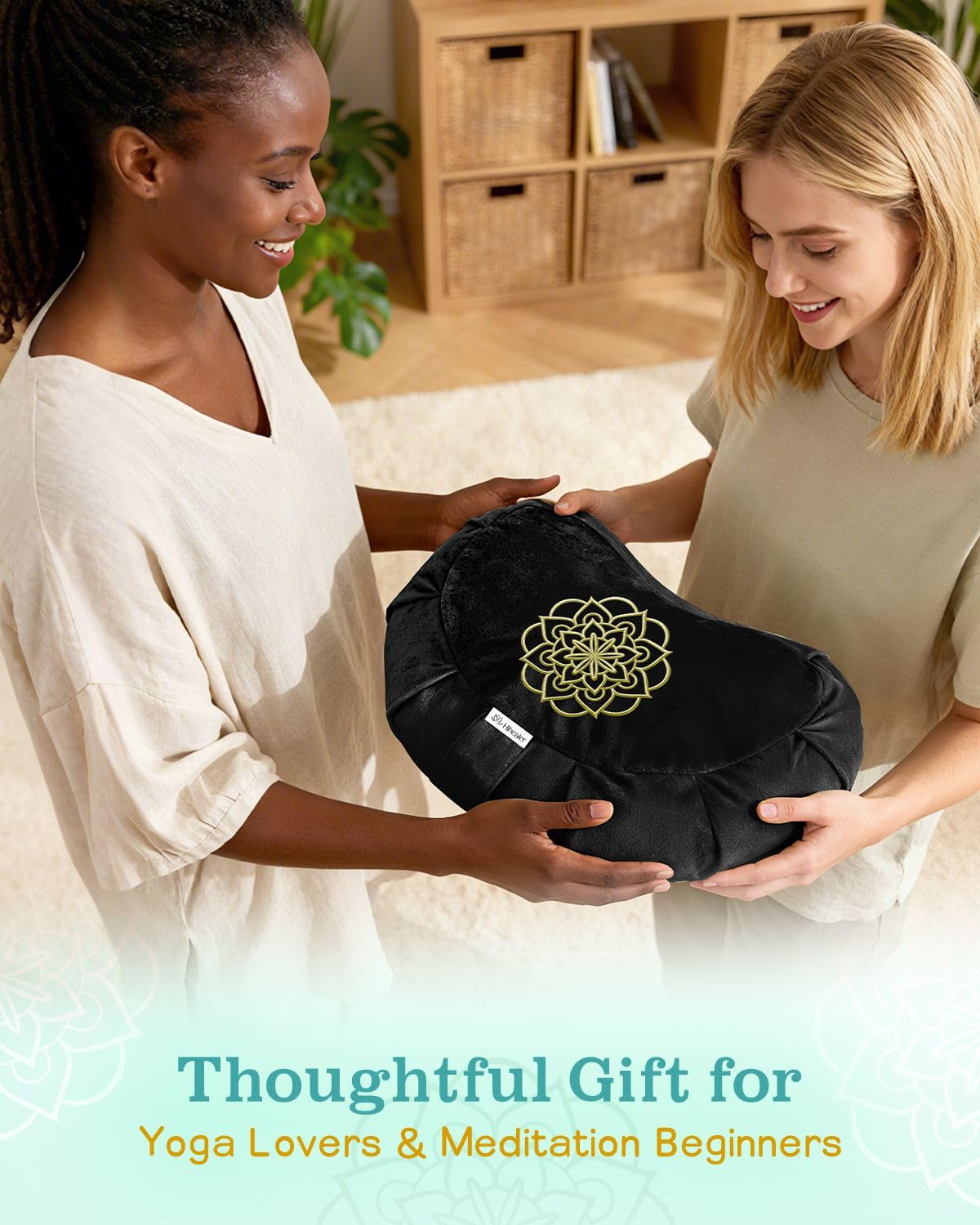 Premium Crescent Meditation Cushion (Black)