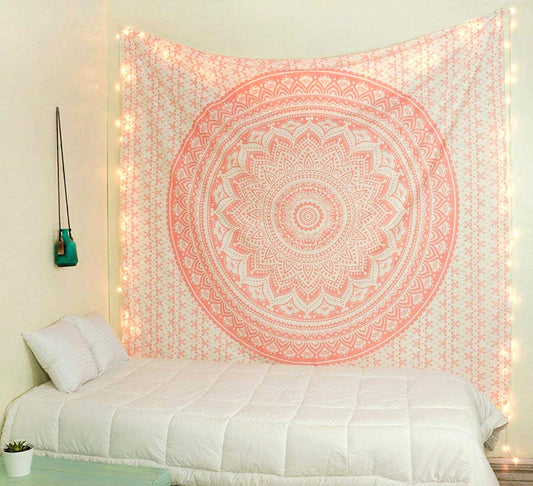 Rose Gold Ombre Tapestry Wall Hanging Mandala (Rose Gold Ombre / 60"L x 52"W)
