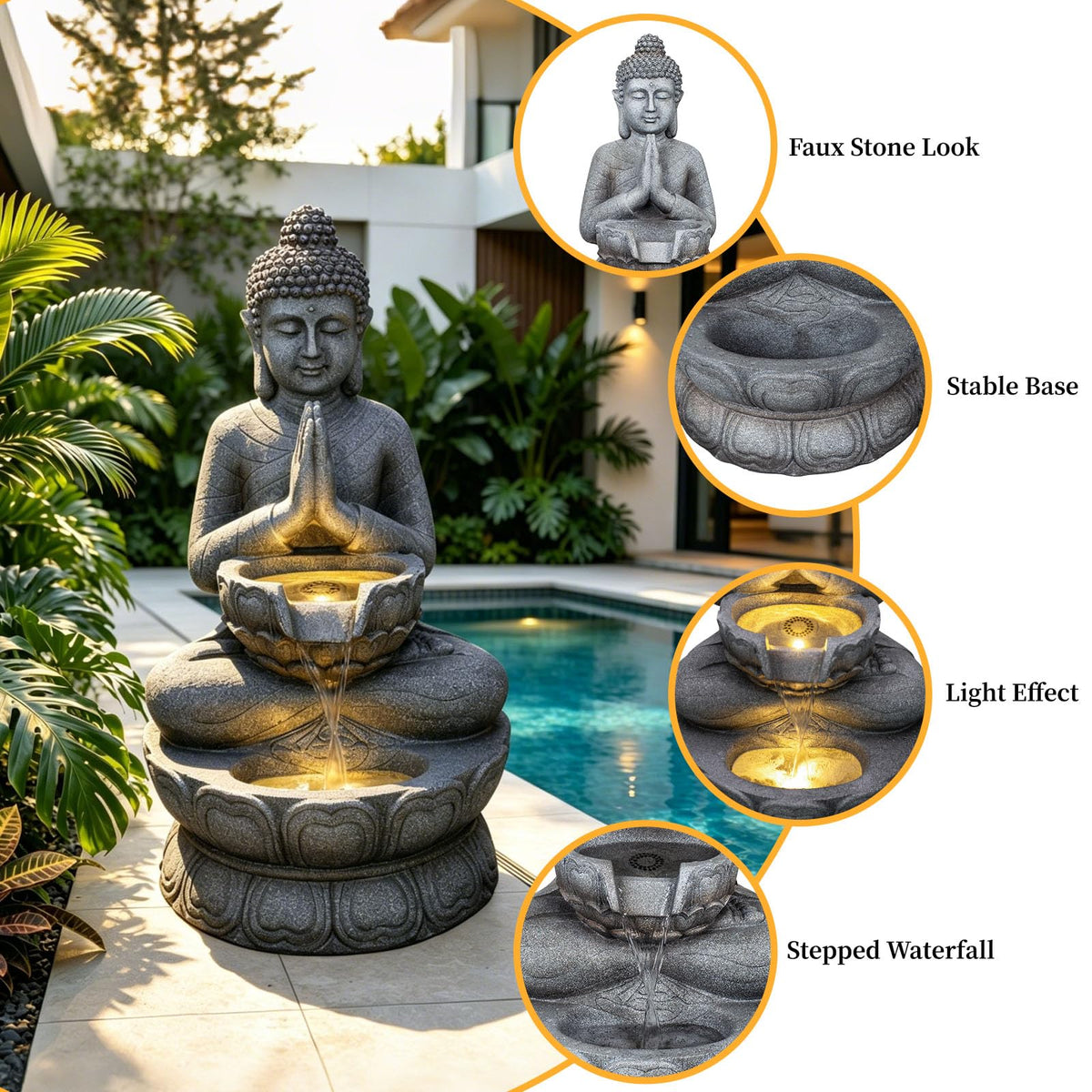 Buddha Freestanding Outdoor Water Fountain