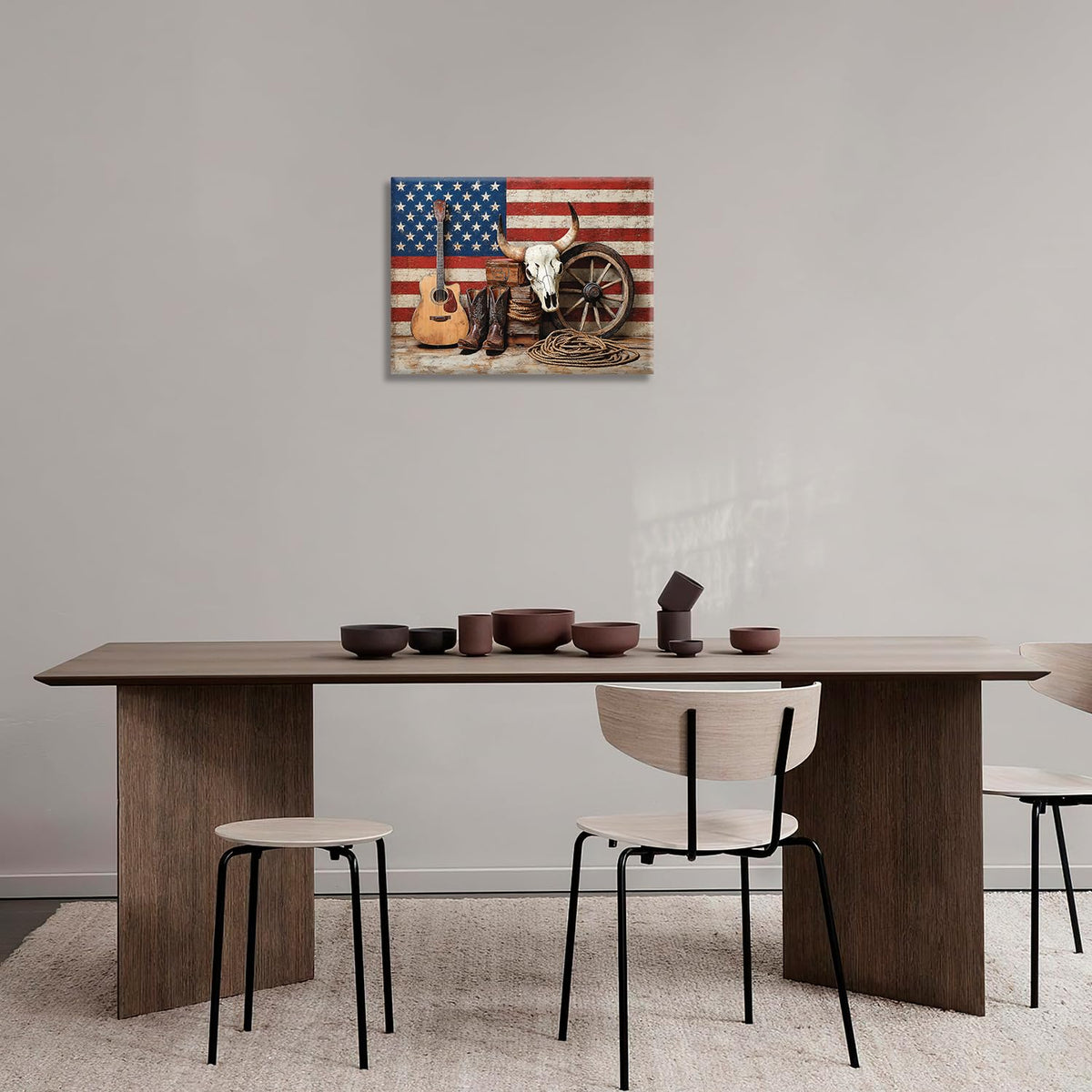 Western Wall Art (Western And Flag / 20"L x 16"W)