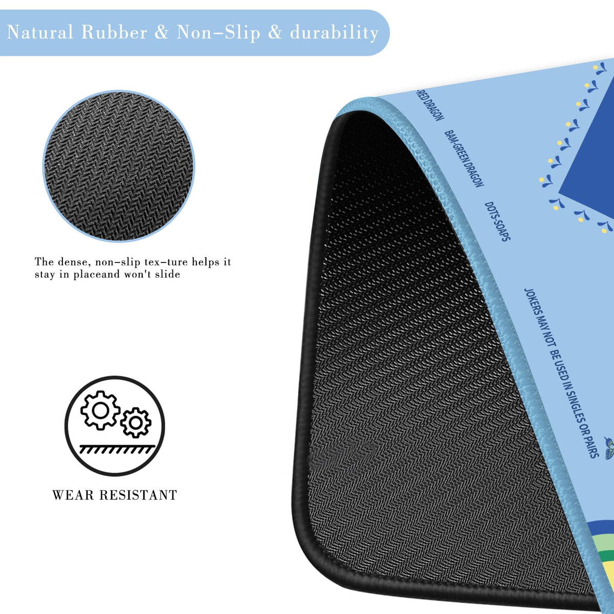 Ocean Blue Mahjong Mat with Lotus & Butterfly Artwork (Marine Blue)