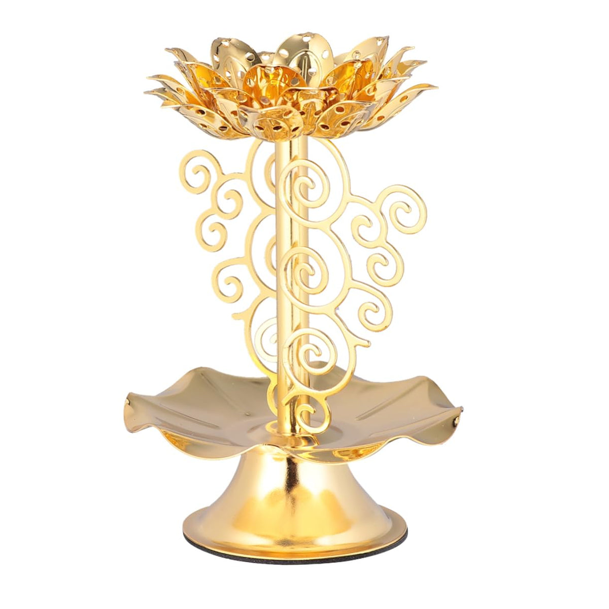 4pcs Lotus Alloy Candle Holder Decorative Buddhist Candlestick for Living Room Temples and Home Unique Creative Design for Elegant Centerpiece (Goldenx4pcs / 11.5x7.5cmx4pcs)