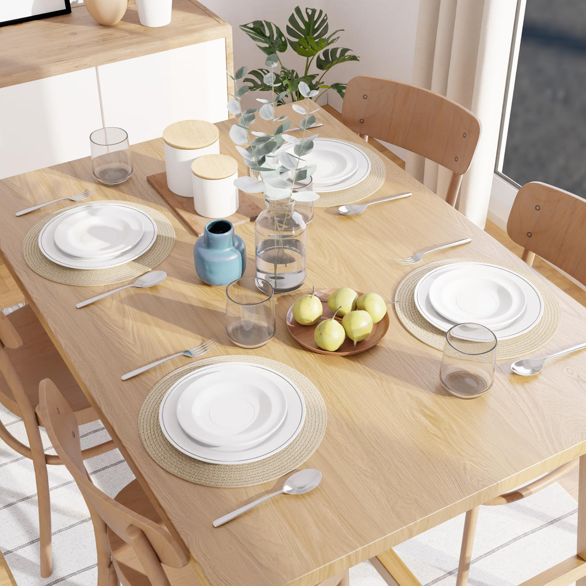 Placemats Round Cotton Dining Table Mats 13" (Beige / 13" (Set of 4))
