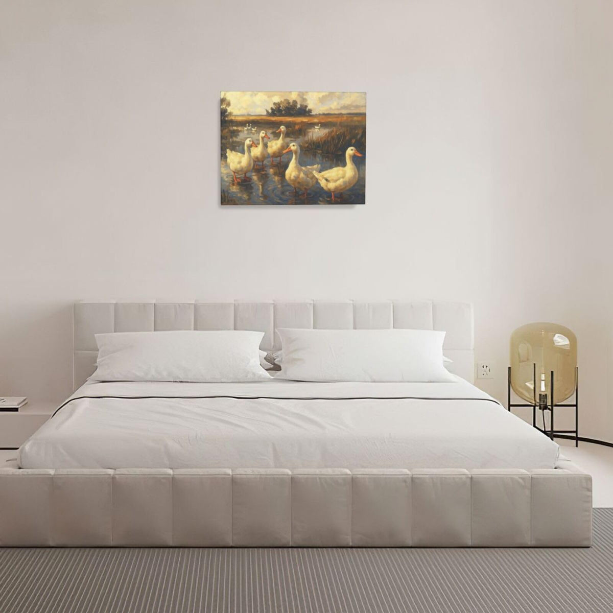Farmhouse Duck Wall Art Country Feild Canvas Wall Decor Pictures Paintings Prints Artwork Framed Decorations For Bathroom Bedroom Living Room Office Gifts 20" x 16" (Duck / 20"L x 16"W)