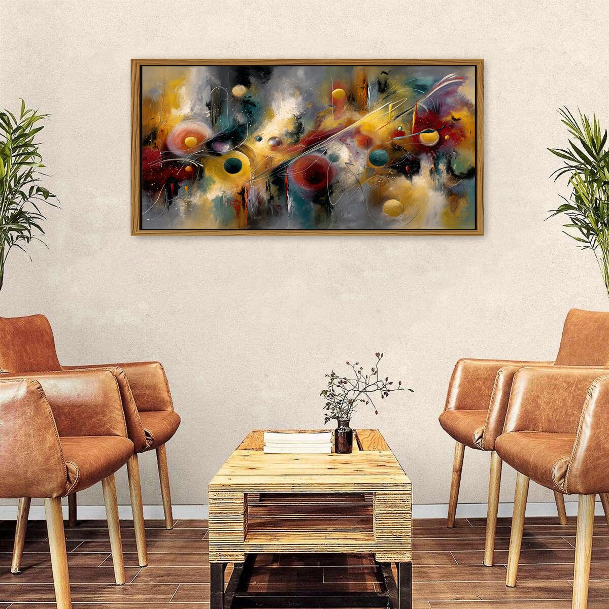 Framed Graffiti Abstract Canvas Wall Art Modern Minimalist Painting for Bedroom Watercolor Neutral Fantasy Circle Vortex Picture Wall Decor Geometric Artwork for Bathroom Living Room Decoration 24x48 (24"L x 48"W / Geometric Circle)