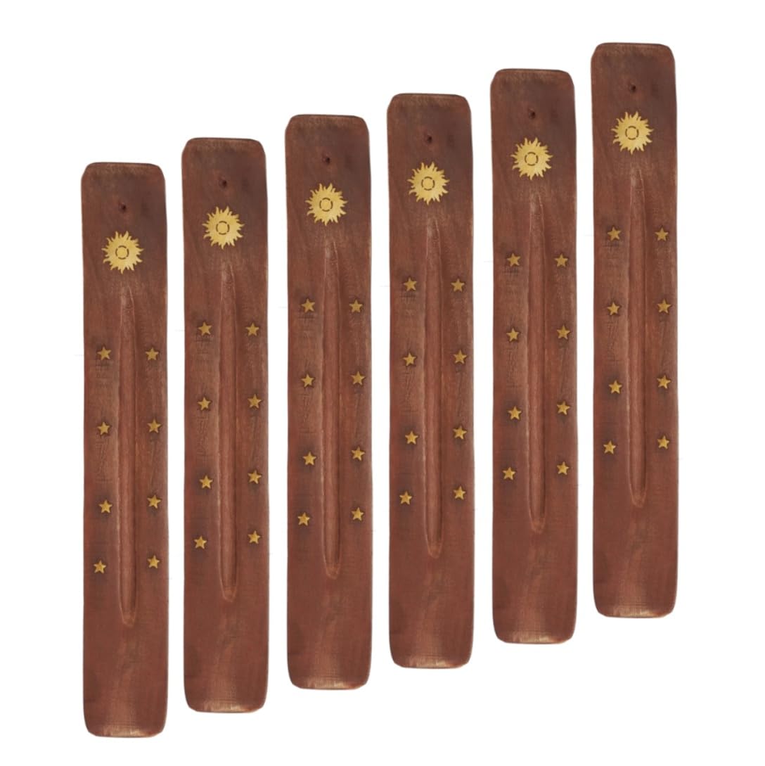 Set of 6 Wooden Incense Holders (Color-s / 6 counts)