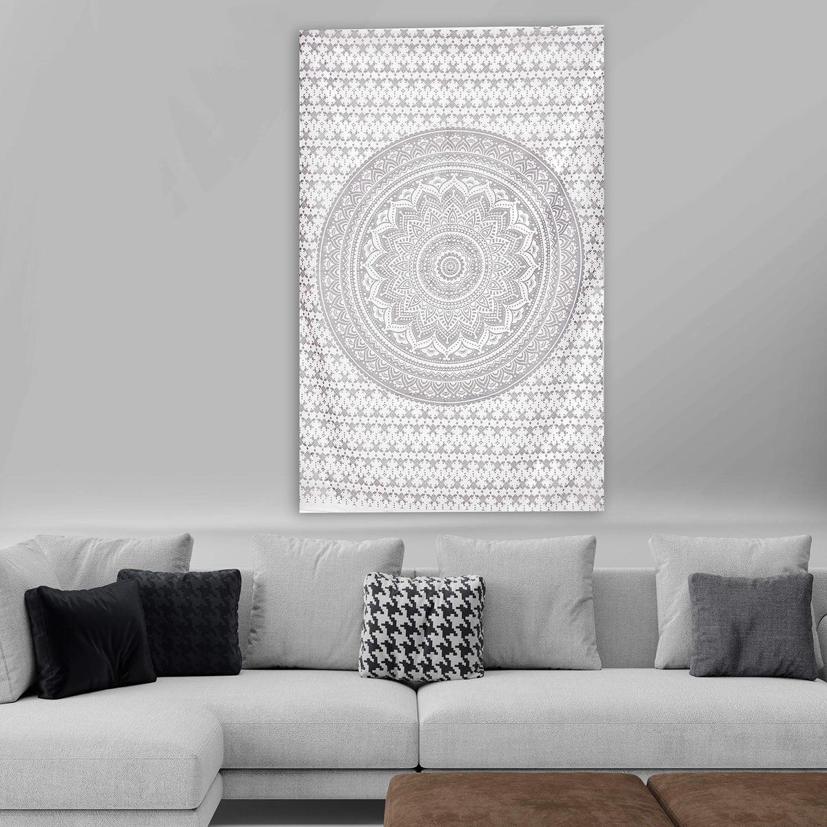 Ombre Wall Hanging Bohemian Tapestry (Silver / 40"L x 30"W)