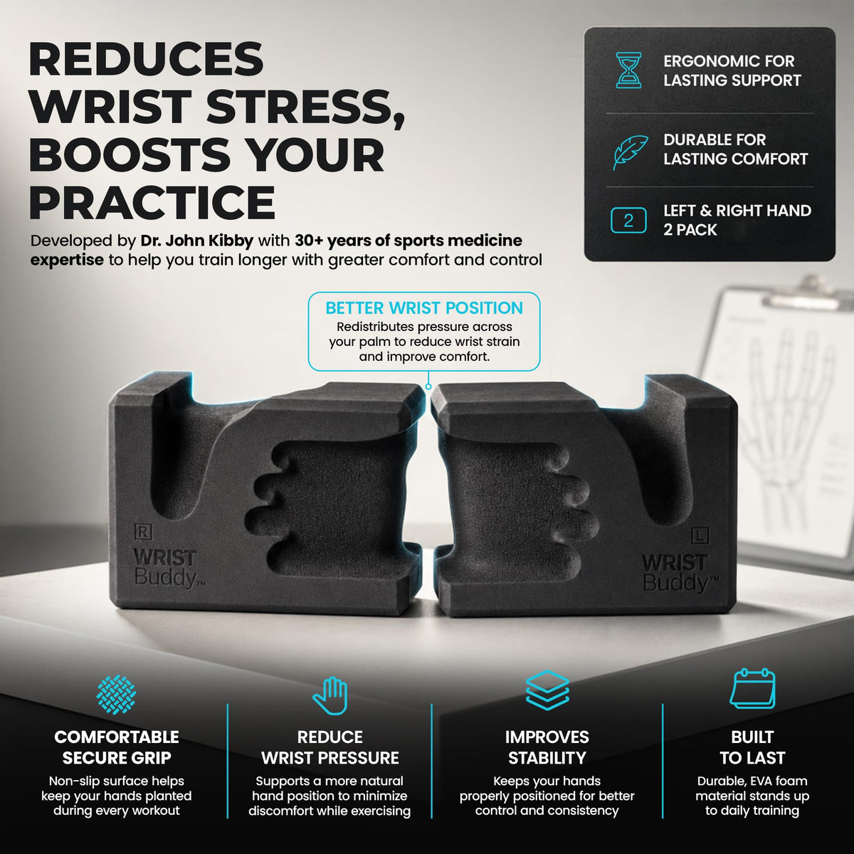 WRISTBuddy® Yoga Blocks 2 Pack (Black)