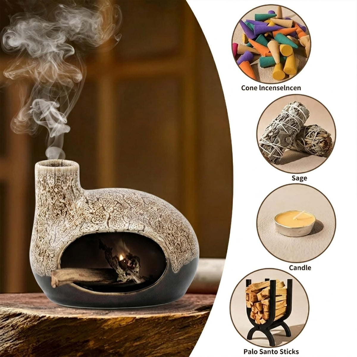 Handcrafted Ceramic Palo Santo Holder (White)