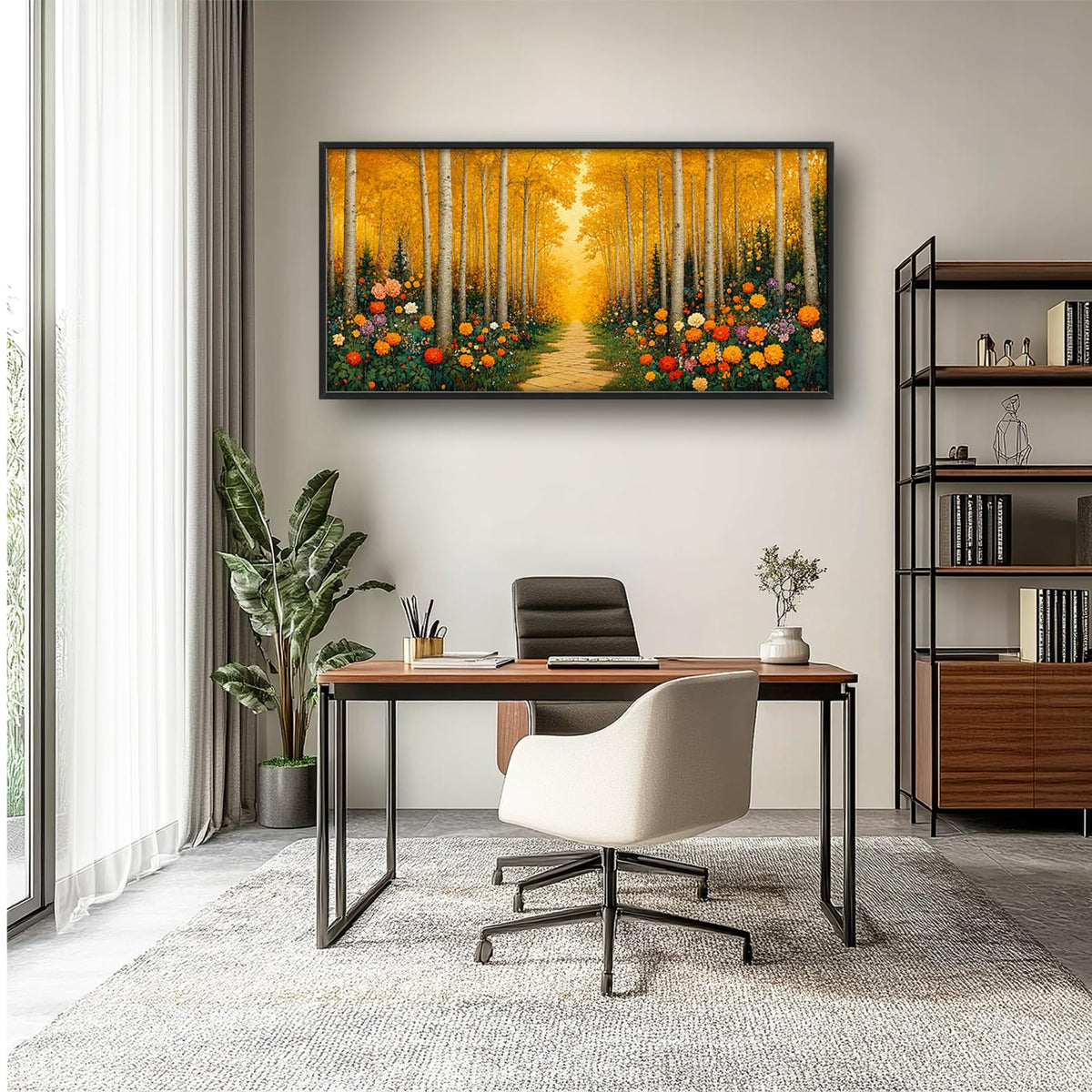 Fall Forest Large Wall Art Autumn Tree Canvas Framed Wall Decor Pictures Painting Nature Landscape Artwork for Living Room Bedroom 30"x60" (Fall Forest / 60"L x 30"W)