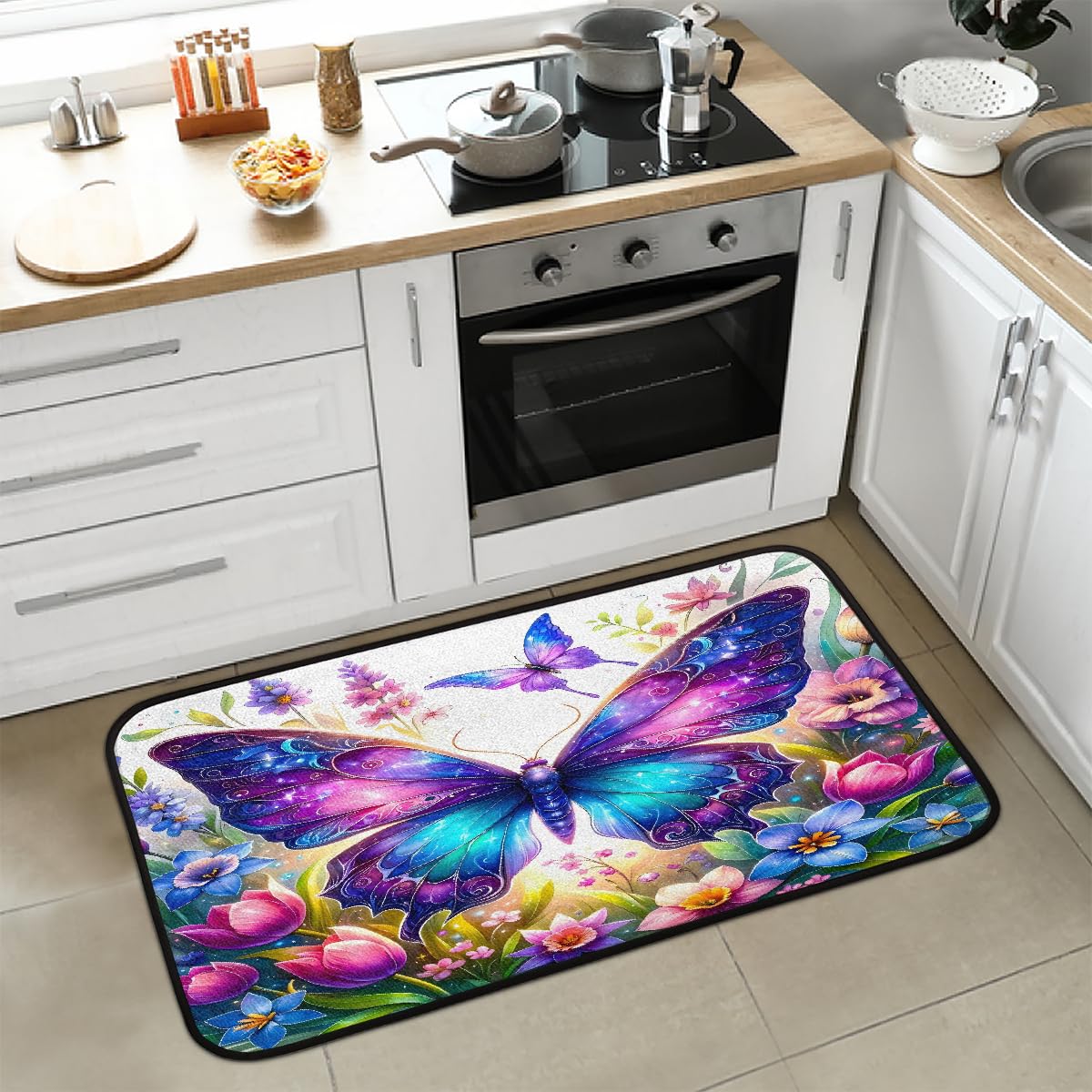 Butterfly Kitchen Rugs Kitchen Mats Non Slip Floor Mat (D:color 5)