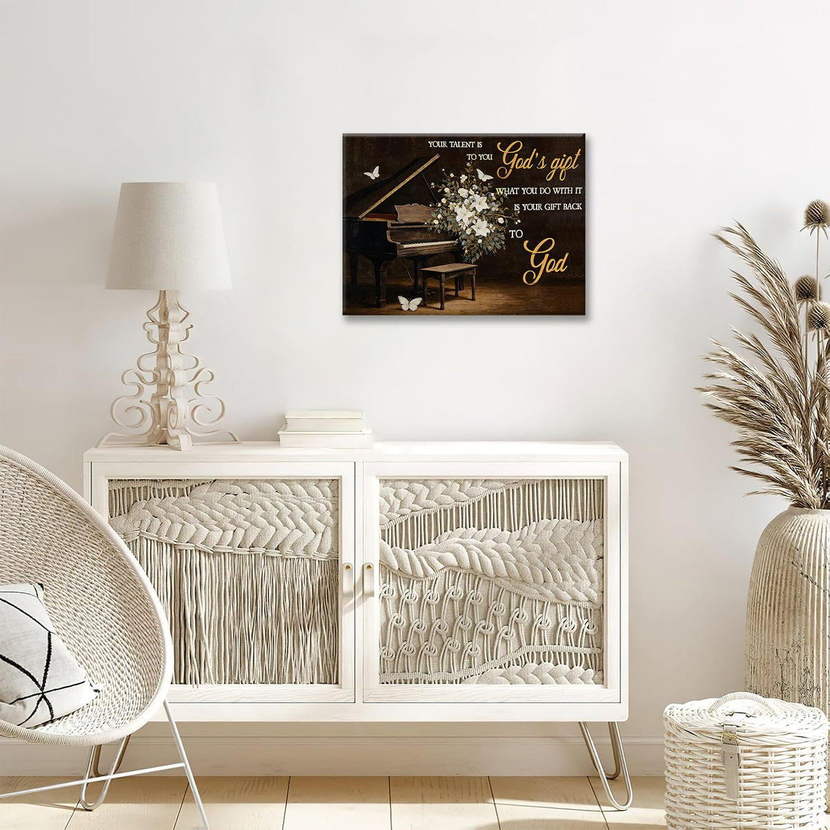 Piano Canvas Wall Art Inspirational Music Painting Framed ArtWork 16"x24" (Piano / 24"L x 16"W)