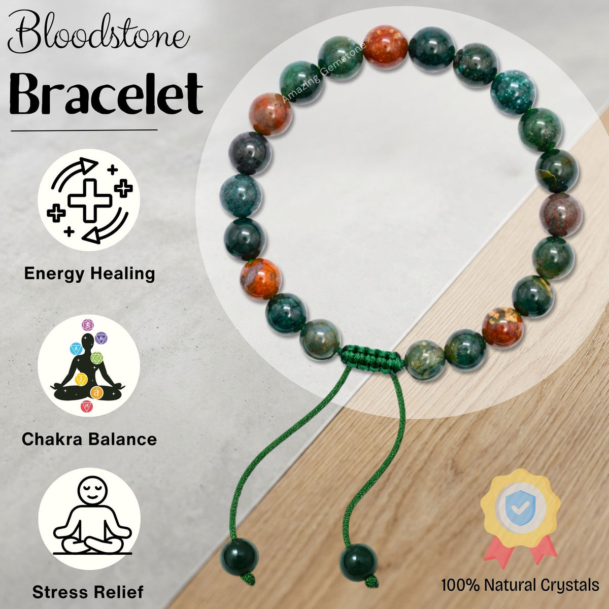 Bloodstone Bracelet for Women Men's Gifts (Bloodstone)