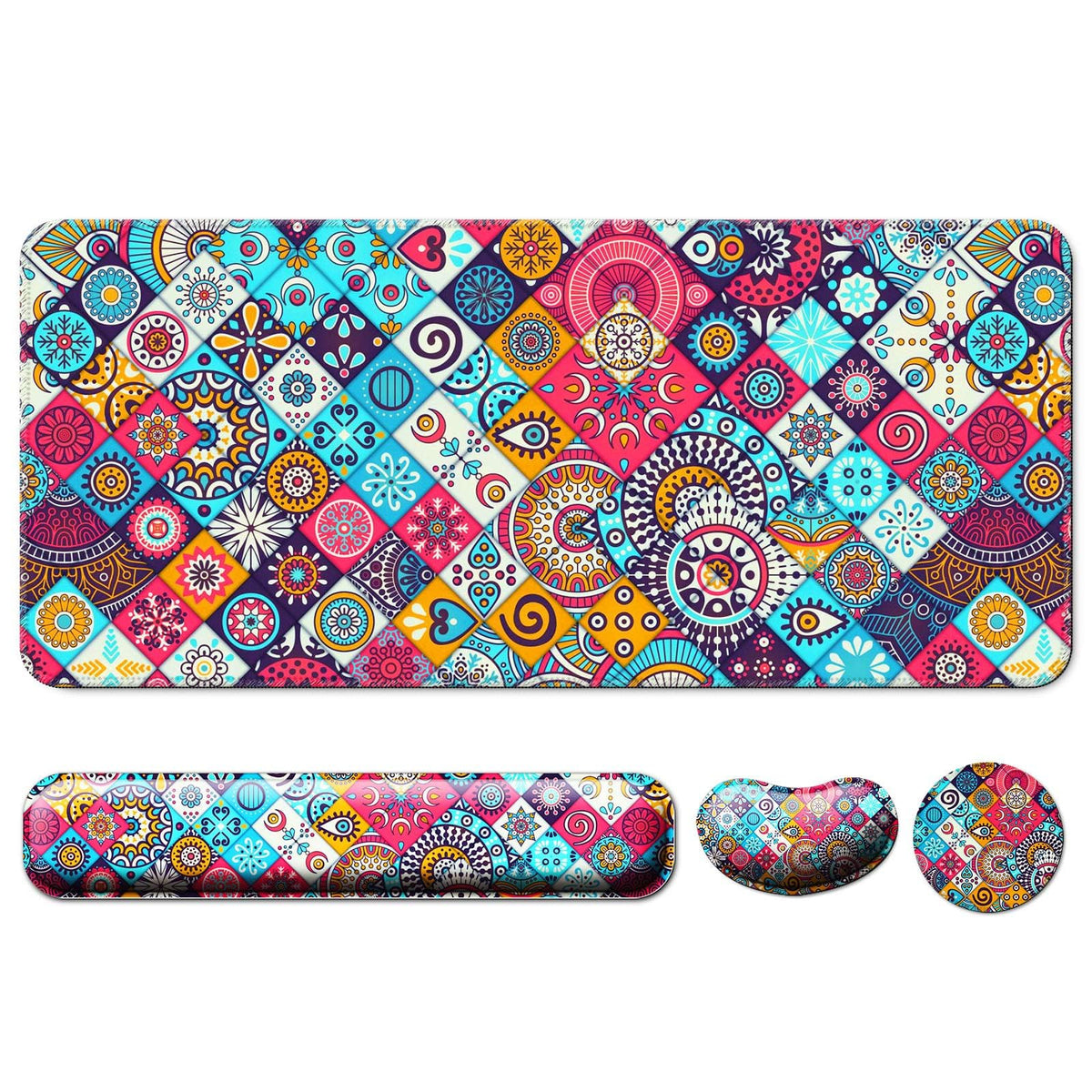 4 in 1 Mouse Pad and Keyboard Wrist Rest (K1-mandala)