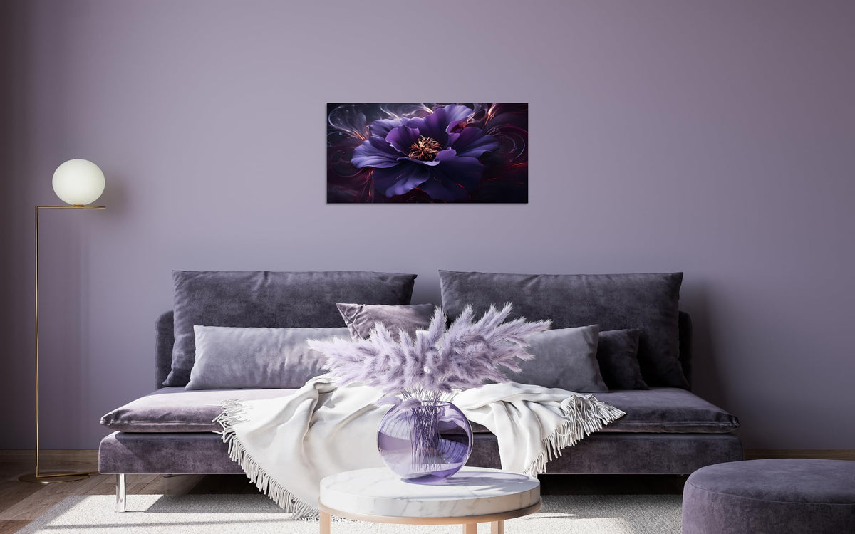 1 Panel Purple Picture Wall Art Purple Canvas Wall Art Flower Pictures Abstract Flower Print on Canvas Flowers Art for Bedroom Home Decor Living Room Stretched and Framed 8x16 inch (16"L x 8"W / Purple Flower 6)