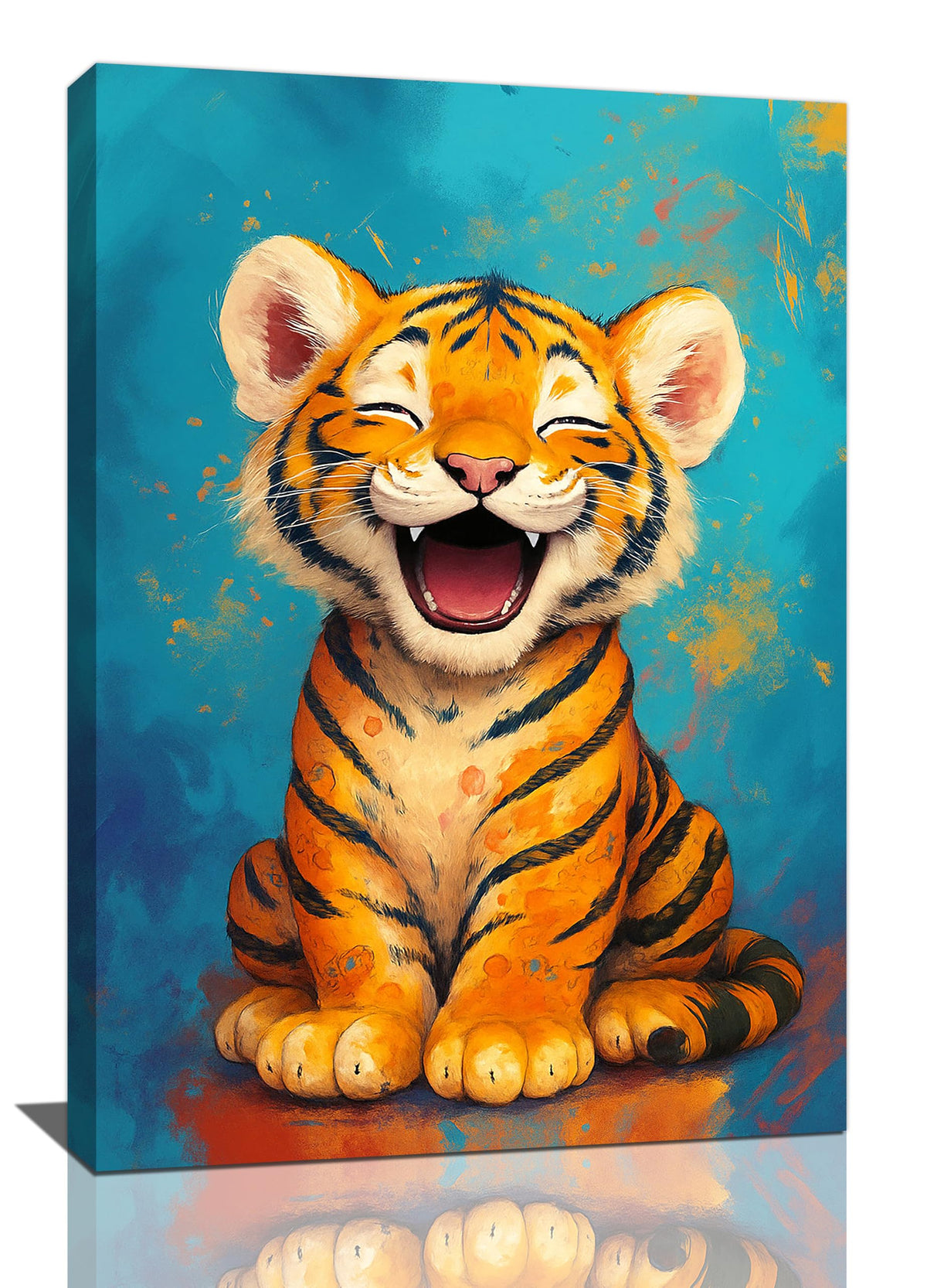 Banksy Tiger Nursery Wall Art For Kids Cute Animal Bathroom Canvas Wall Decor Cartoon Pictures Paintings Prints Artwork Framed Decorations For Girls Boys Children's Room Bedroom Living Room Gifts 16" x 24" (Tiger / 24"L x 16"W)