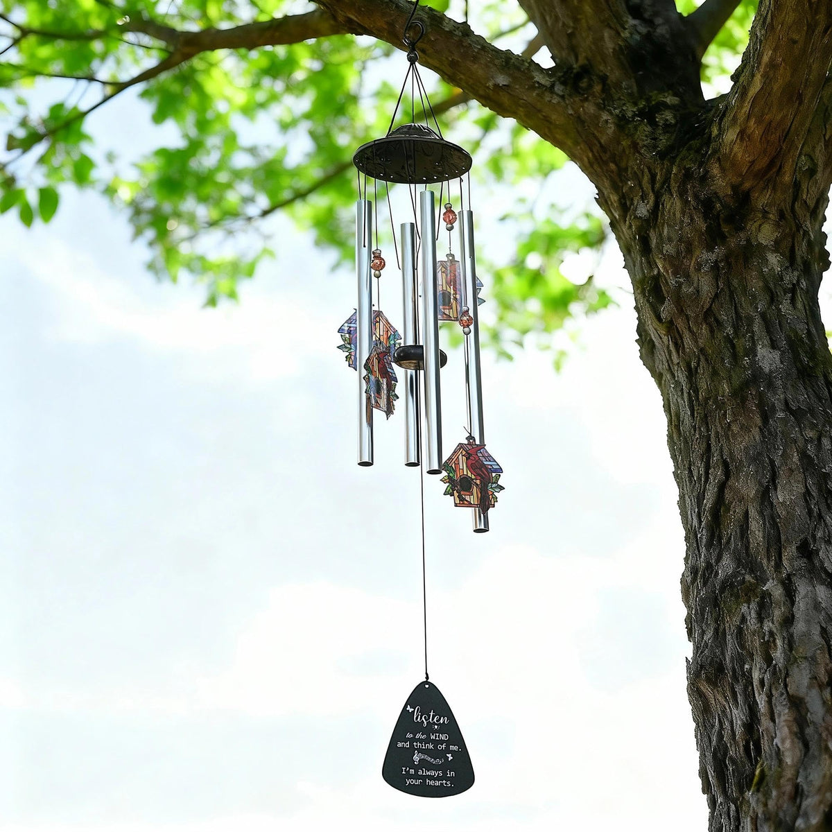 Cardinal Memorial Wind Chime (Cottage Garden – Birdhouse – 34 Inch)