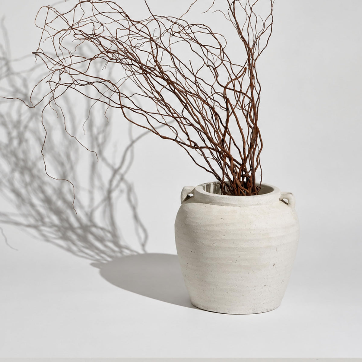 White Ceramic Large Vase (E - White 11.2")