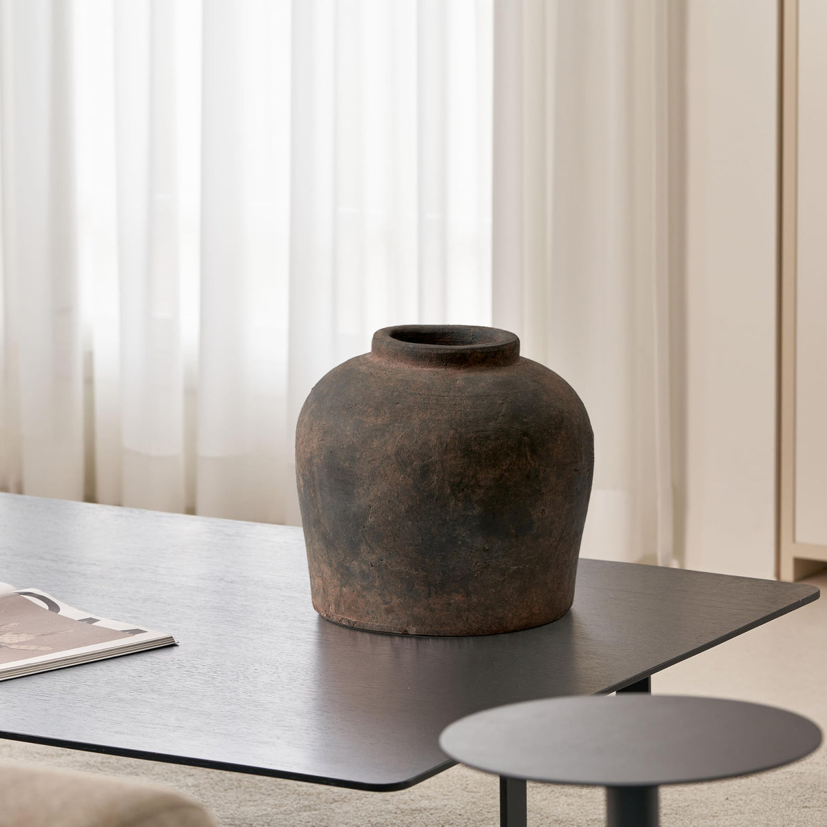 Brown Ceramic Large Vase (Brown)