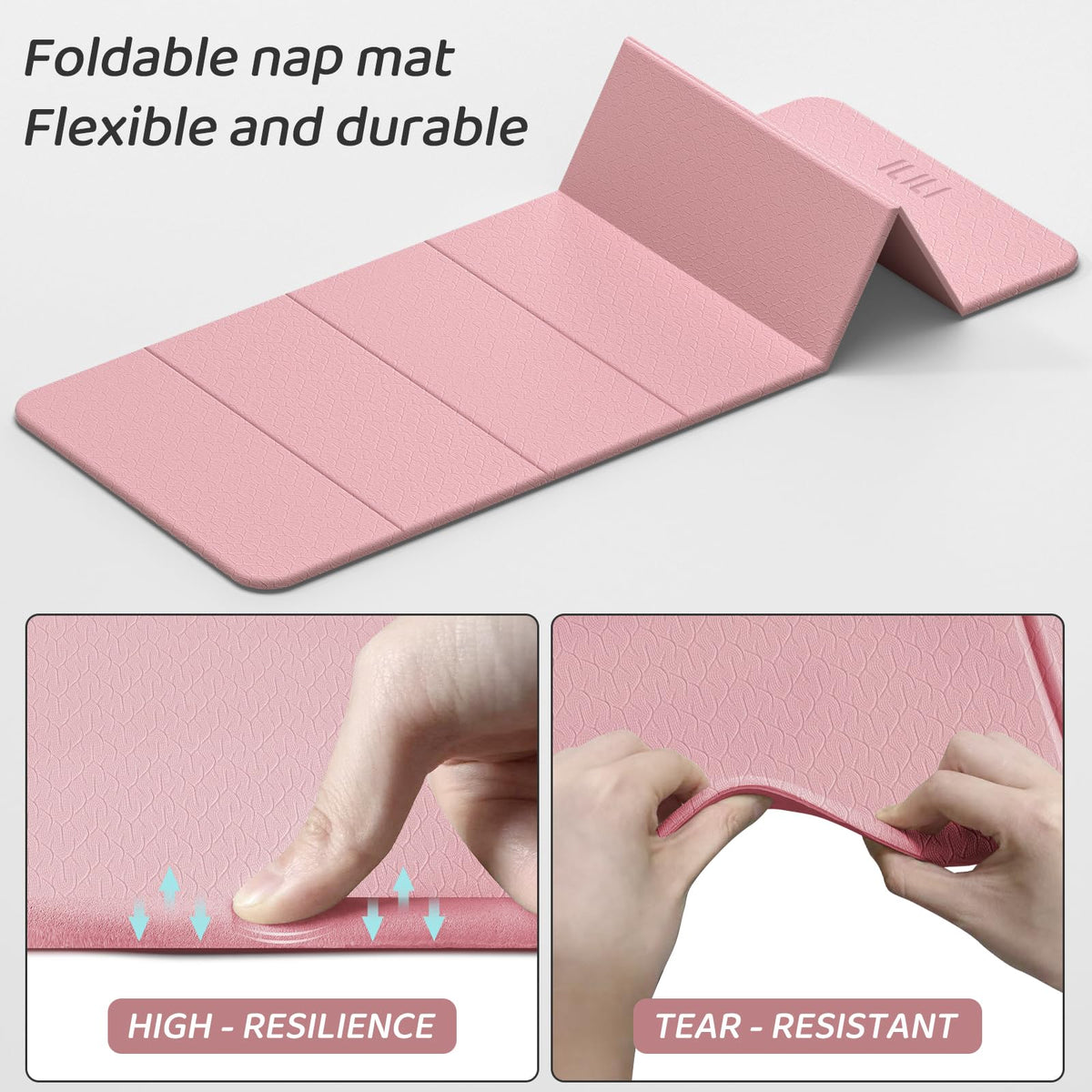 Foldable Yoga Mat 71 * 24 * 0.3 Inch (Light Pink)