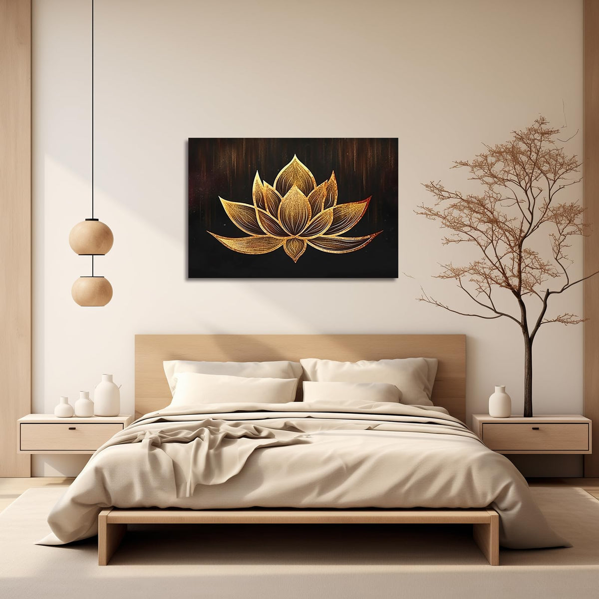 Zen Canvas Wall Art Black and Gold Lotus Flower Bloom Picture Prints Abstract Floral Painting for Spa Meditation Room Decor Framed (24"x36" / Zen-3)