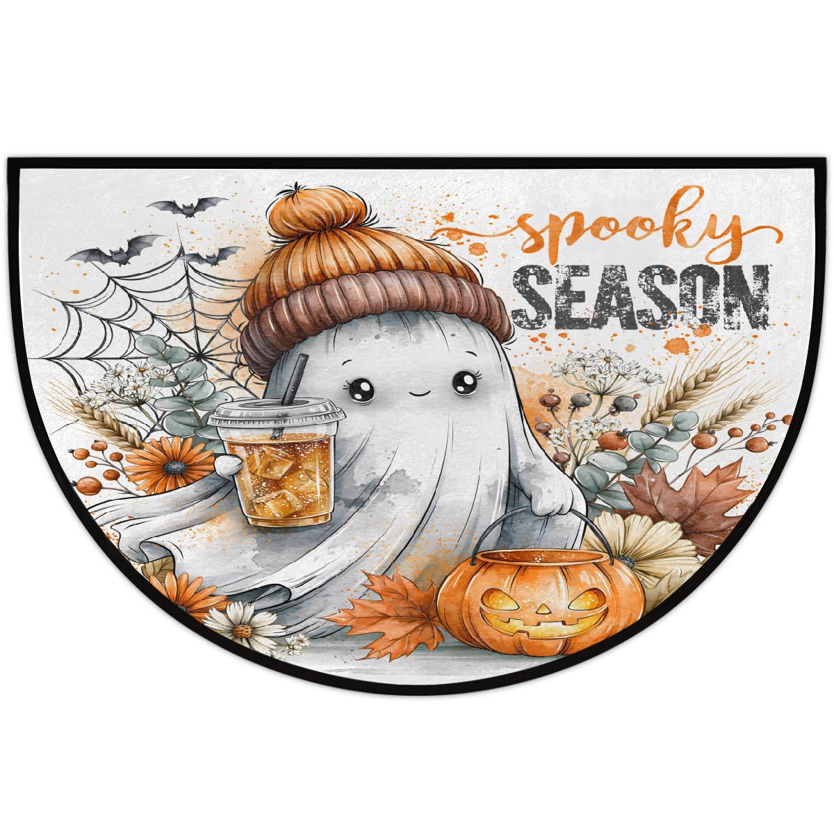 Halloween Half Round Doormat Non Slip Semi Circle Rug Outdoor Welcome Mat (Z-104)