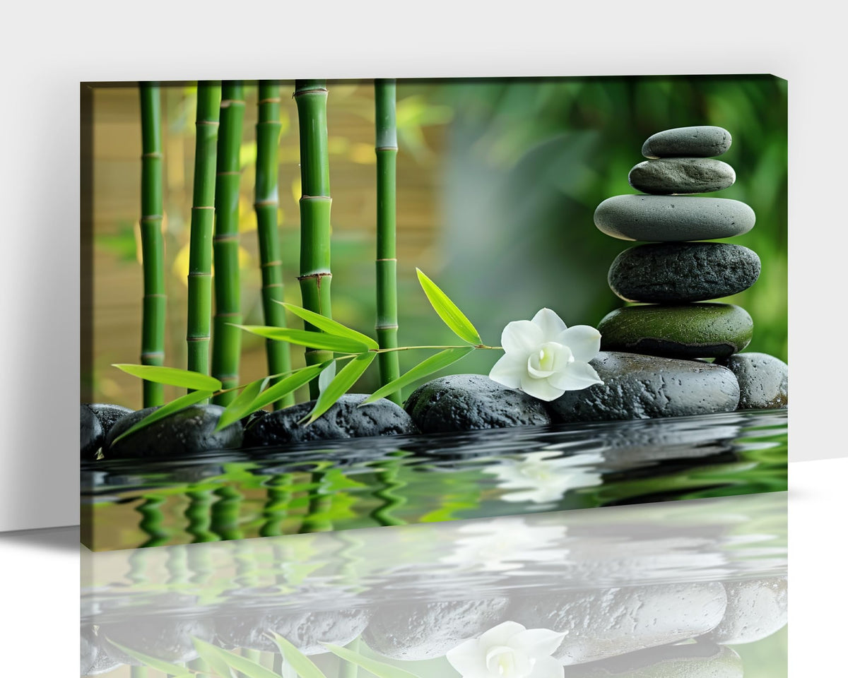Zen Wall Art Zen Black Stone Canvas Prints for Meditation Office Decor (Zen Stones Canvas Frame-14 / 36"L x 24"W)