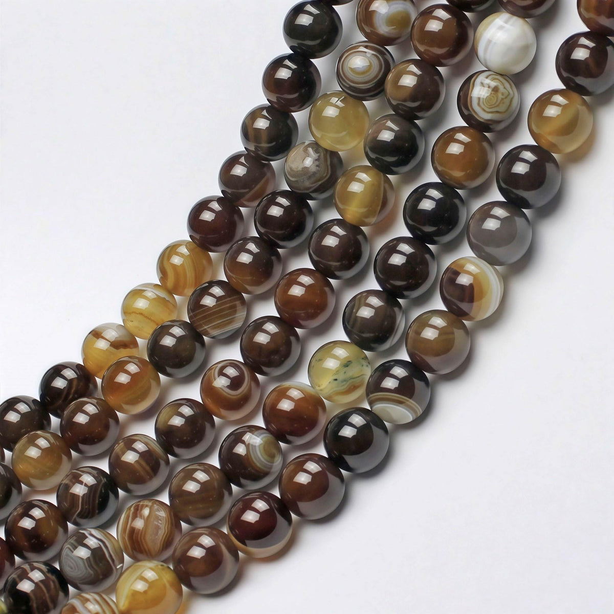 Natural Stone Beads Coffee Stripe Agate Round Loose Beads for Jewelry Making DIY Bracelet Necklace (Coffee Stripe Agate / 8mm)