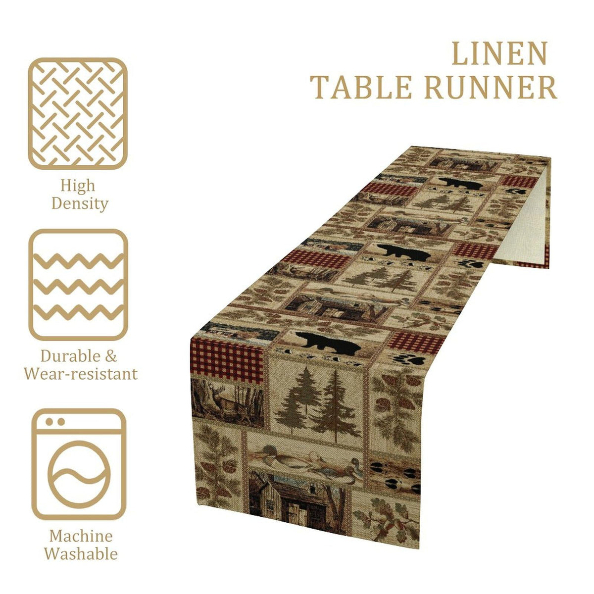 Rustic Country Bear Table Runner (13x72inch / Bear-1)