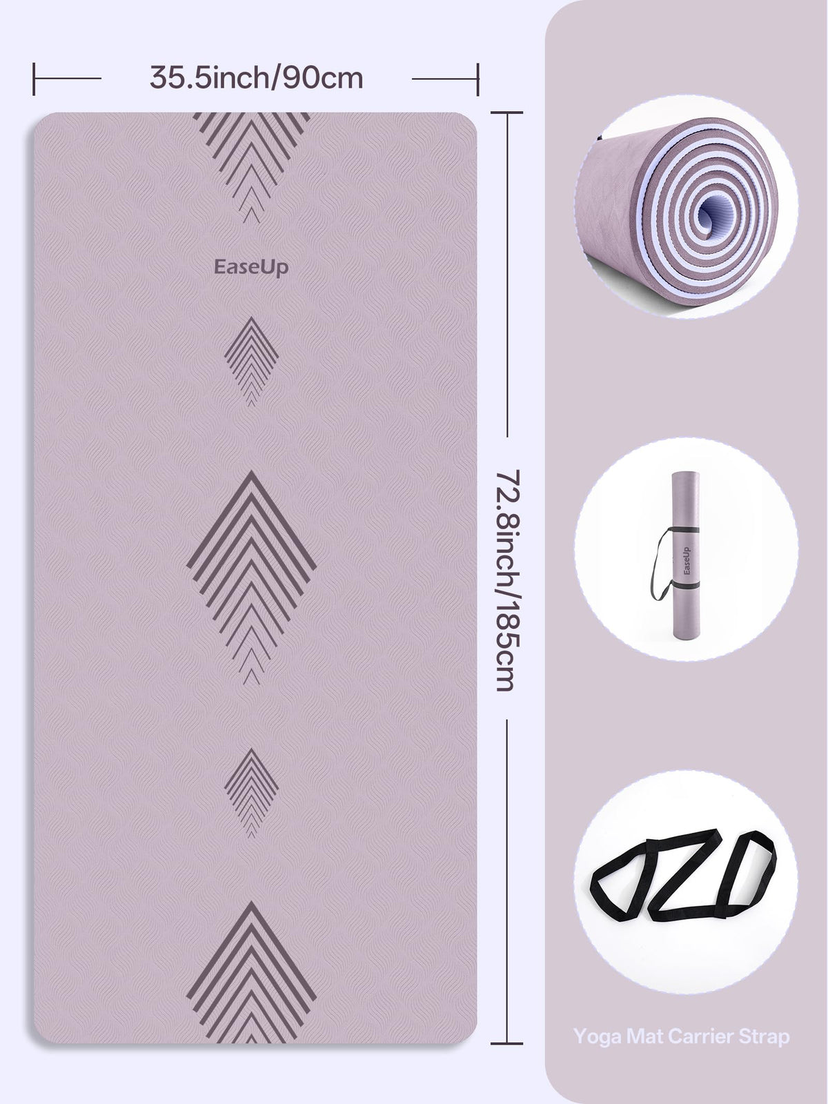 Large Yoga Mat 73x35.5x0.4" (Dusty Purple)
