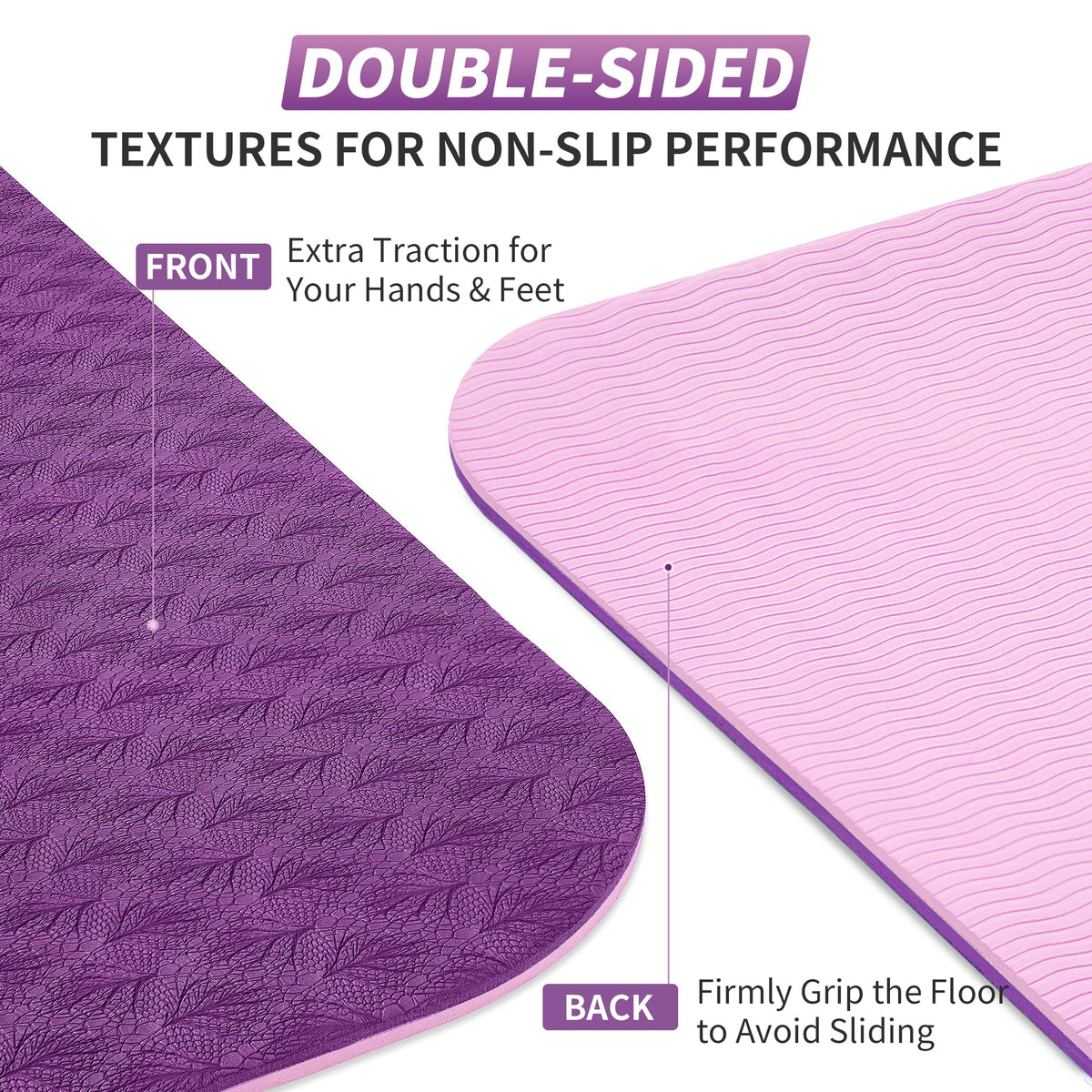 TPE Yoga Mat Non (Purple+Pink / 72*24*0.24 inch)