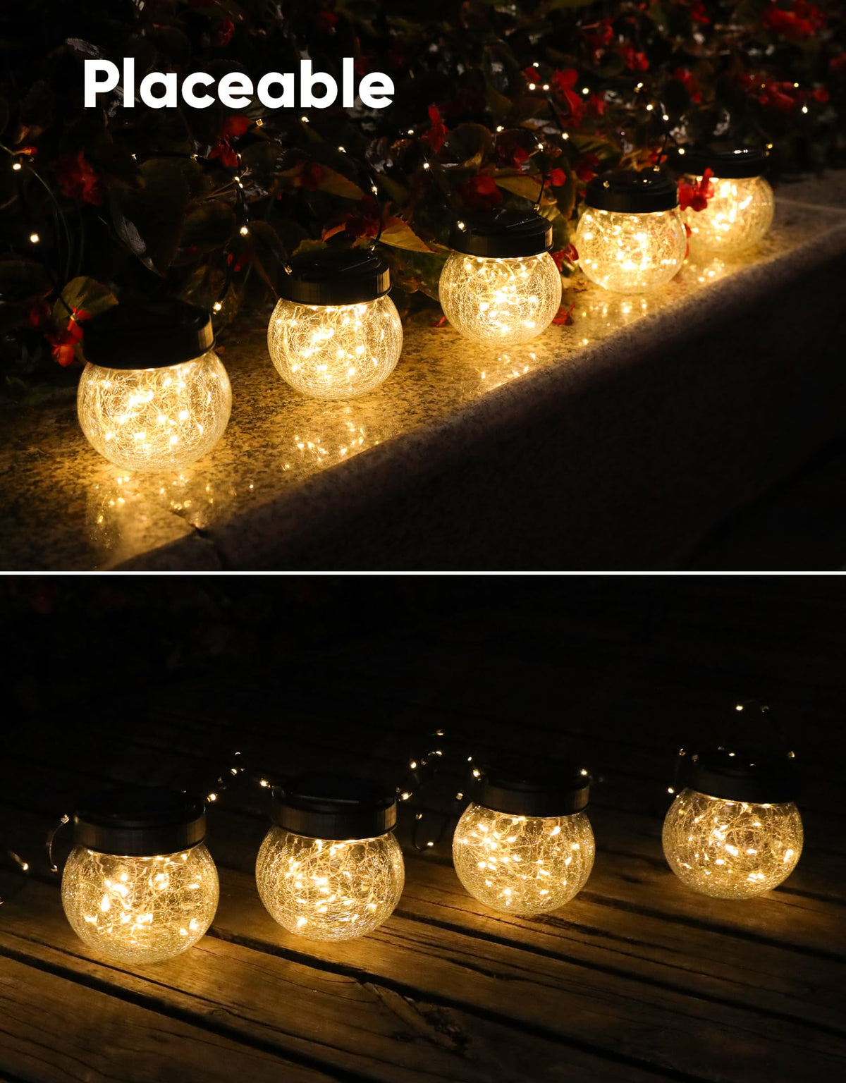 Solar Lantern Solar Lights Outdoor Waterproof 2 (Black Cap Warm White Light / 2 Pack)