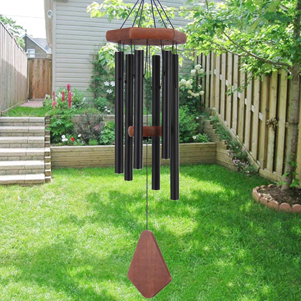 Outdoor Wind Chimes 28 inch Black Garden Patio Gift Patio Porch Home Yard (28"BK)