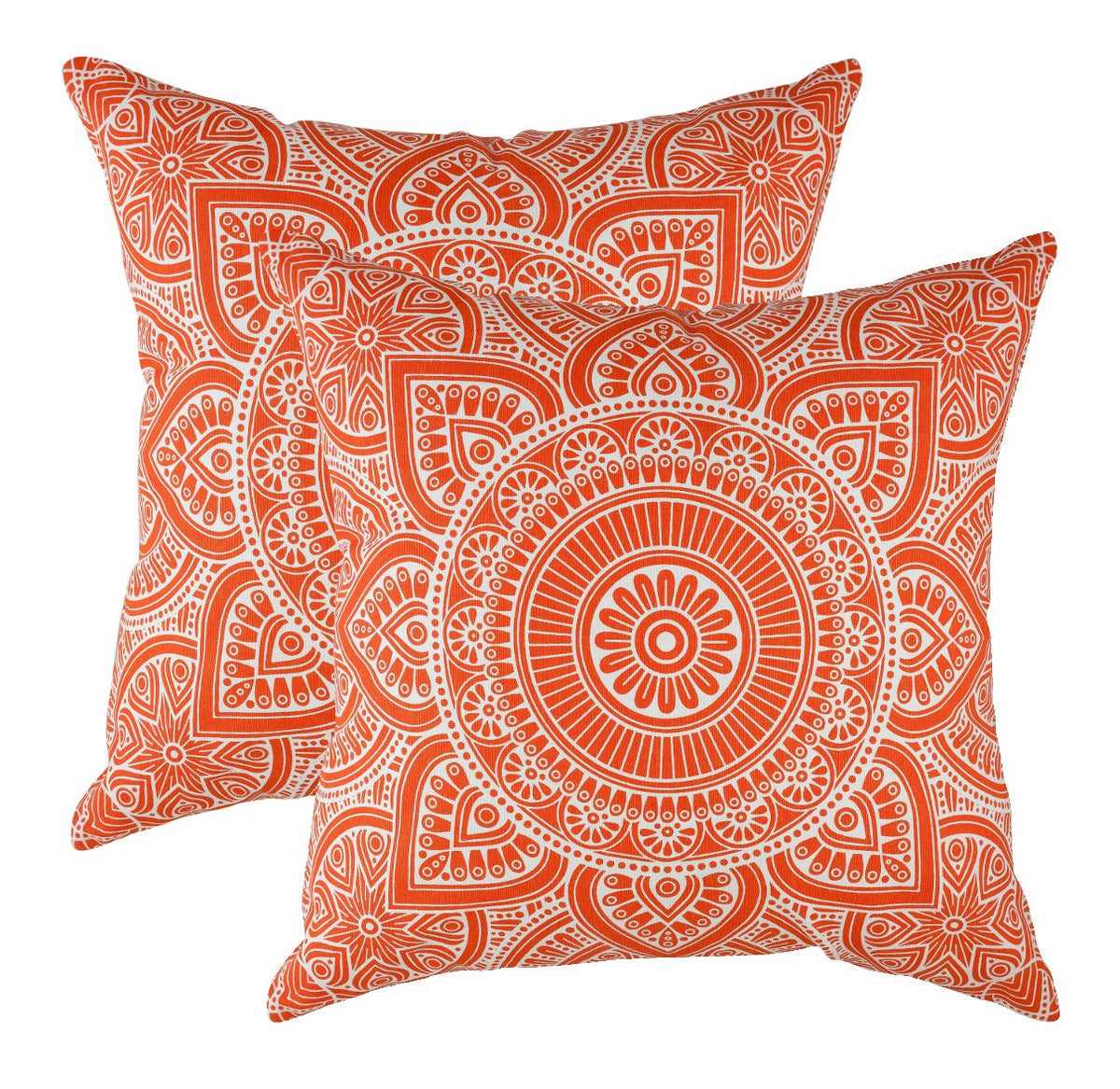 Mandala Accent Throw Pillow Covers 18x18 Set of 2 (Orange / 18" x 18" (Pack of 2))