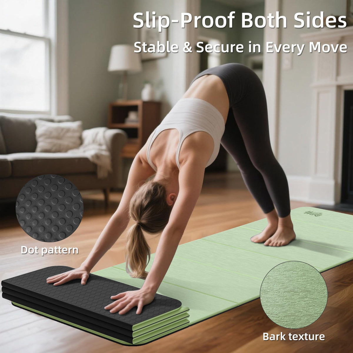 1 2 Inch 70"x24" Foldable TPE Yoga Mat (Light Green)