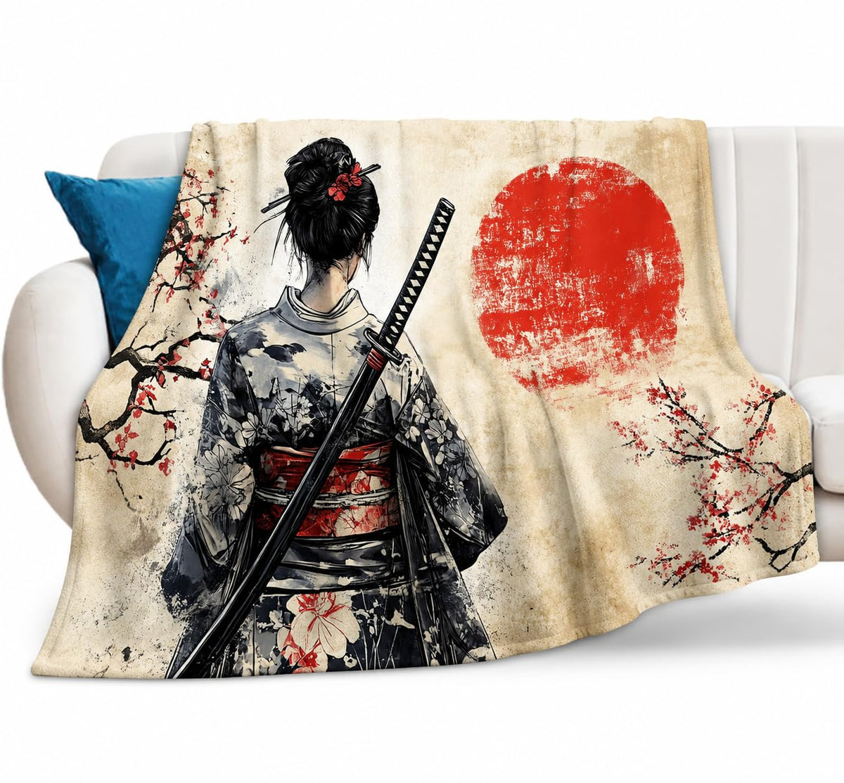 Japanese Geisha Throw Blanket (40"x50" / Japanese Samurai)