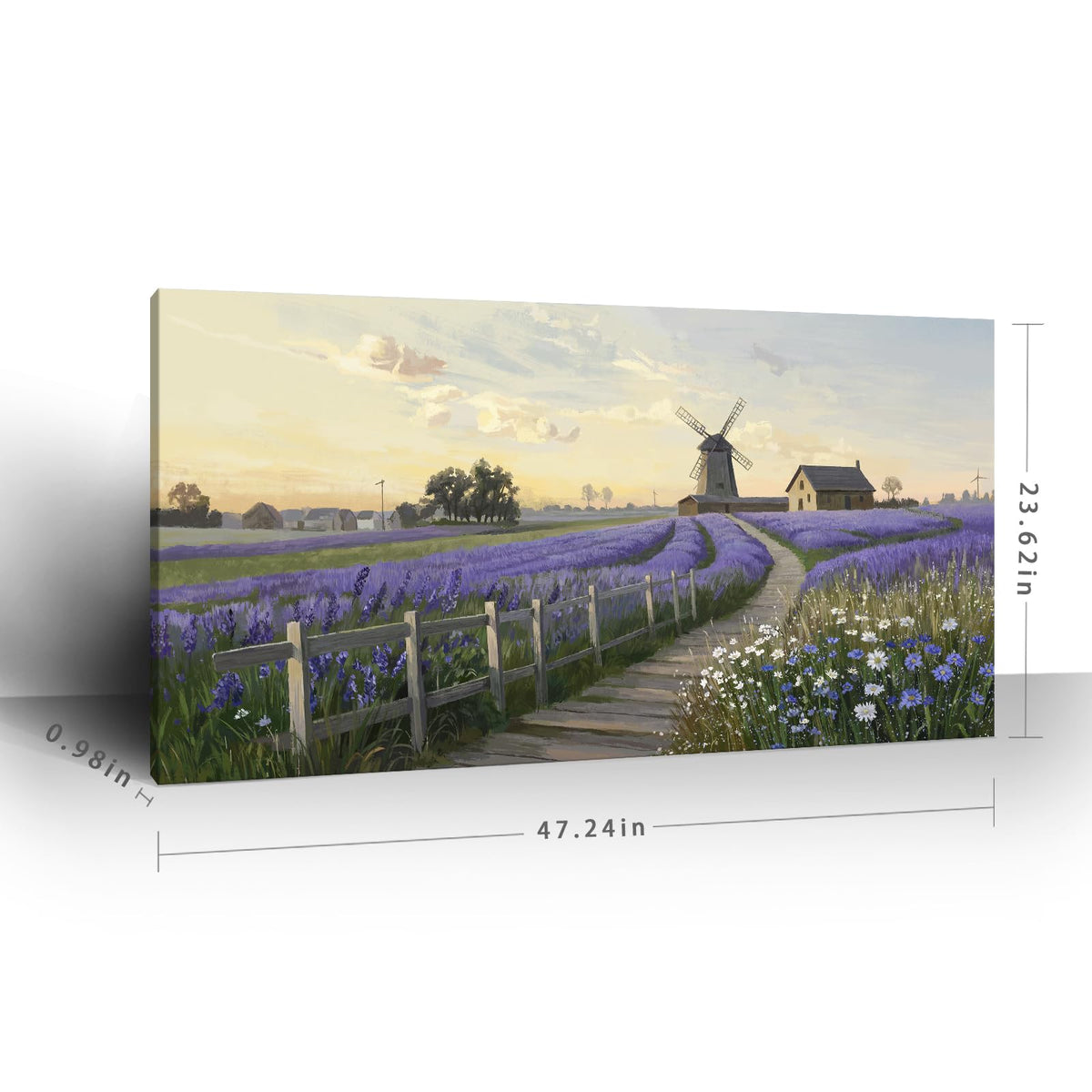 Large Canvas Wall Art for Living Room Farmhouse Lavender Print 48x24 (Purple Lavender Wall Art / 48"L x 24"W)