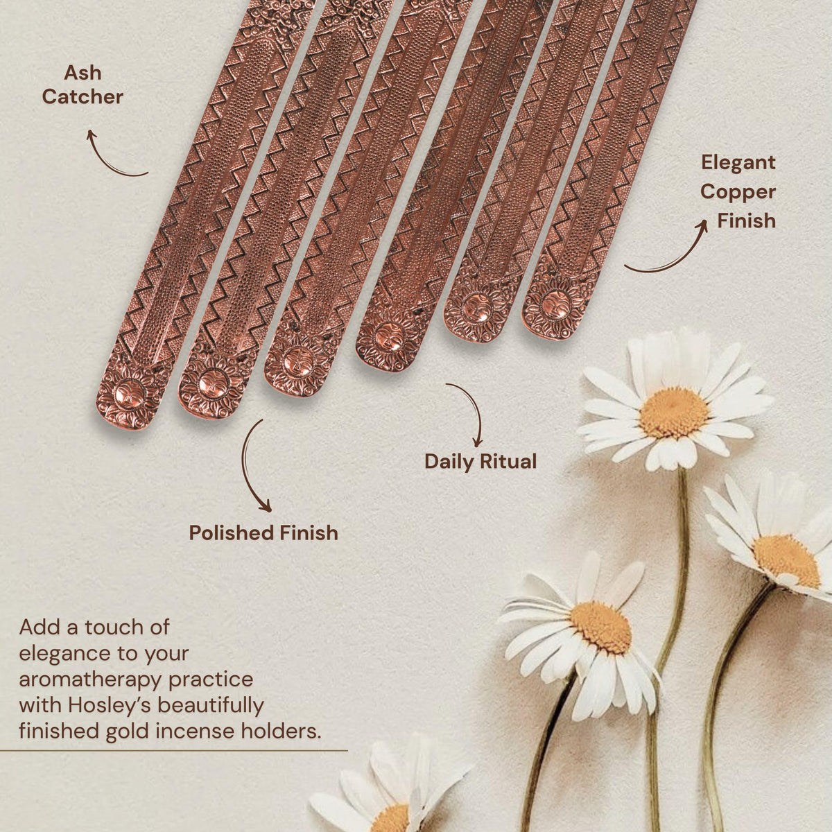 Antique Copper Aluminium Incense Holders. 9.5 (Ash / 1 count)