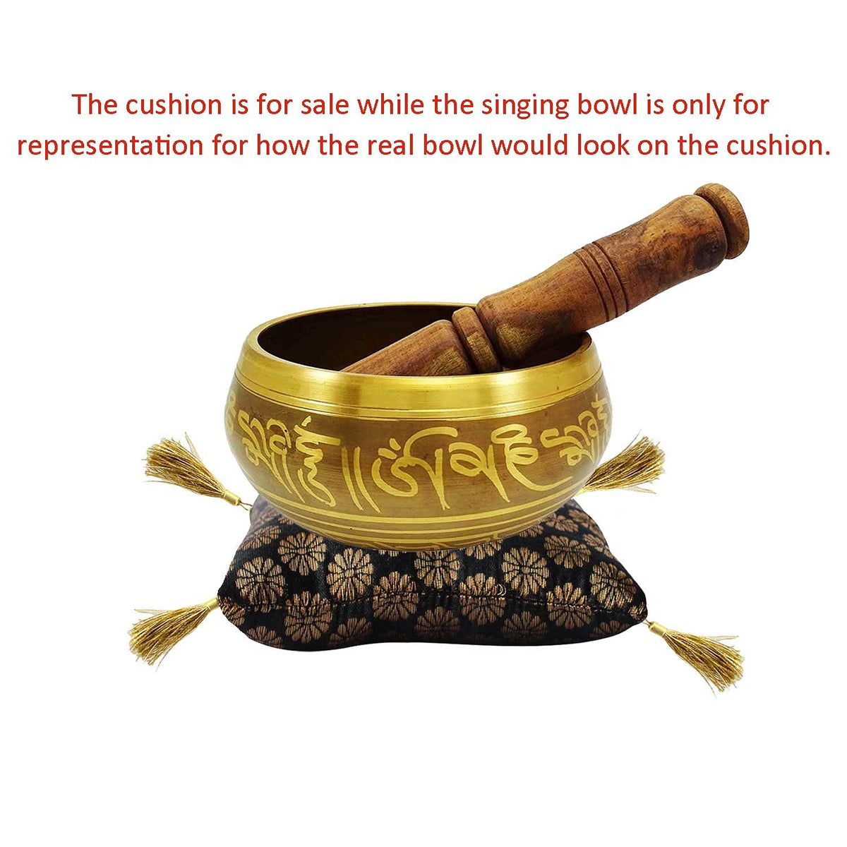 Cushion for Tibetan Singing Bowl Handmade Square Cushions Brocade Art Silk Home Decor Jewelry Display Pillow (6" x 6" Inch / Black)