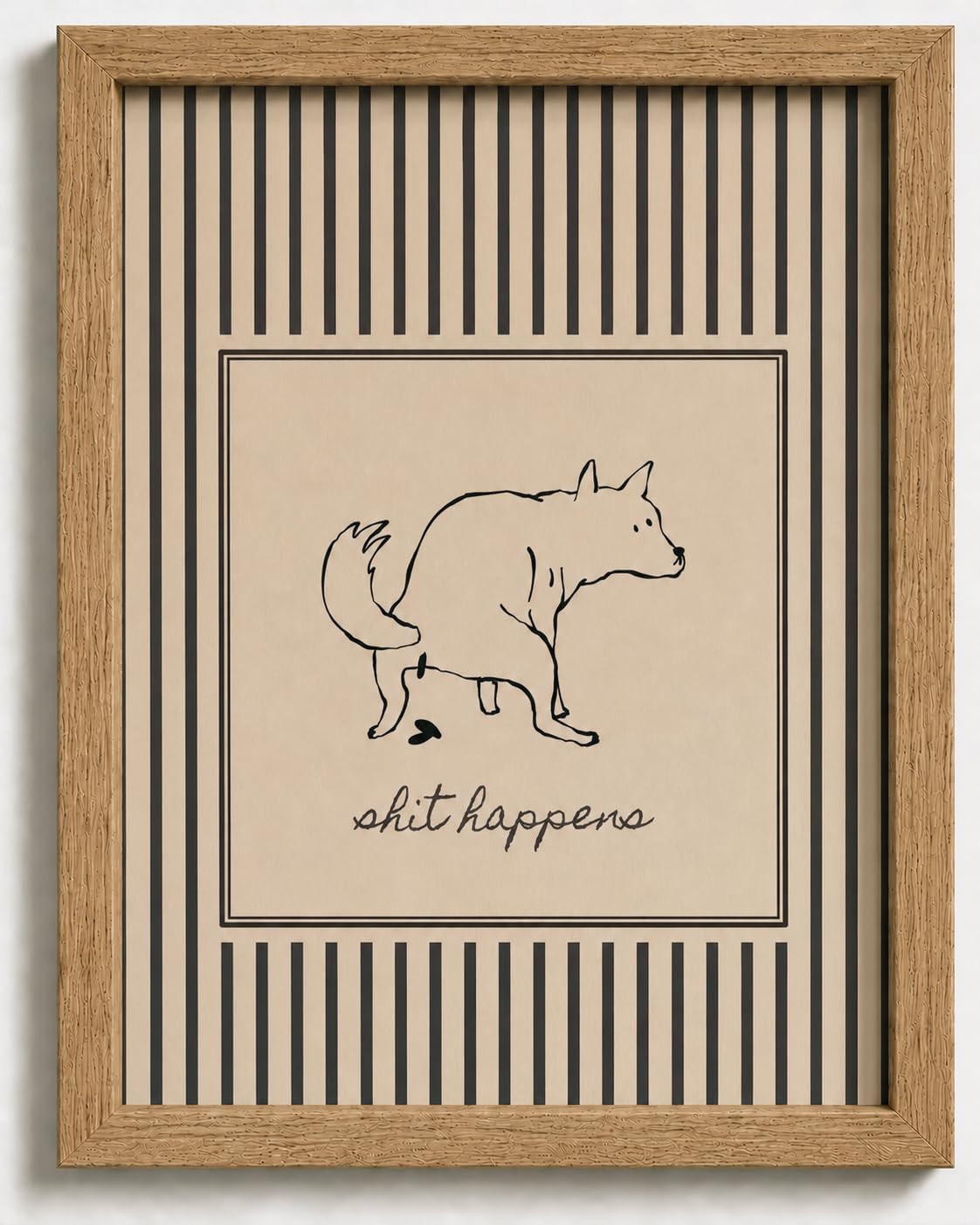 Funny Dog Bathroom Framed Wall Art (pooping dog / 24"L x 16"W)