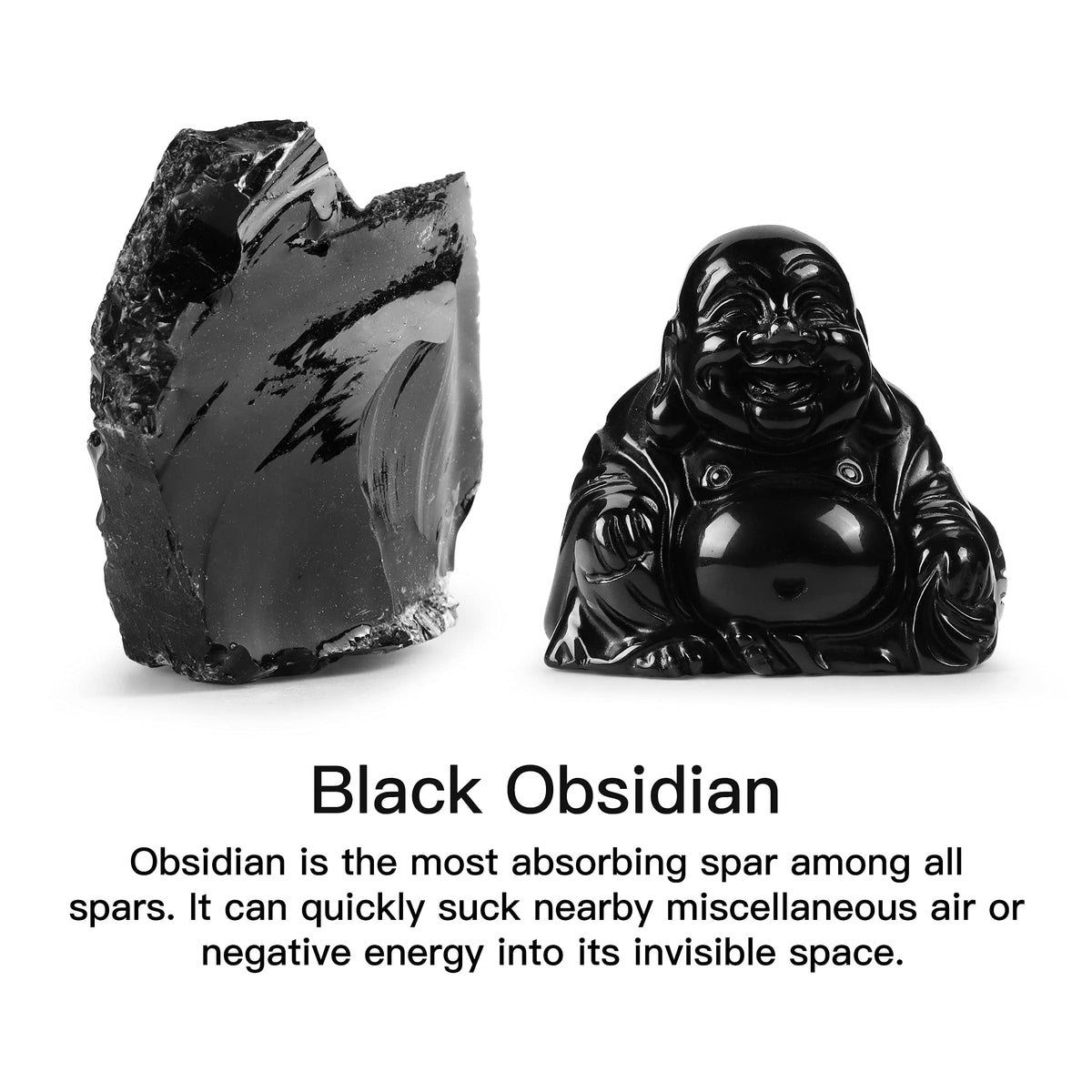 2" Black Obsidian Laughing Buddha Statue (Black Obsidian)