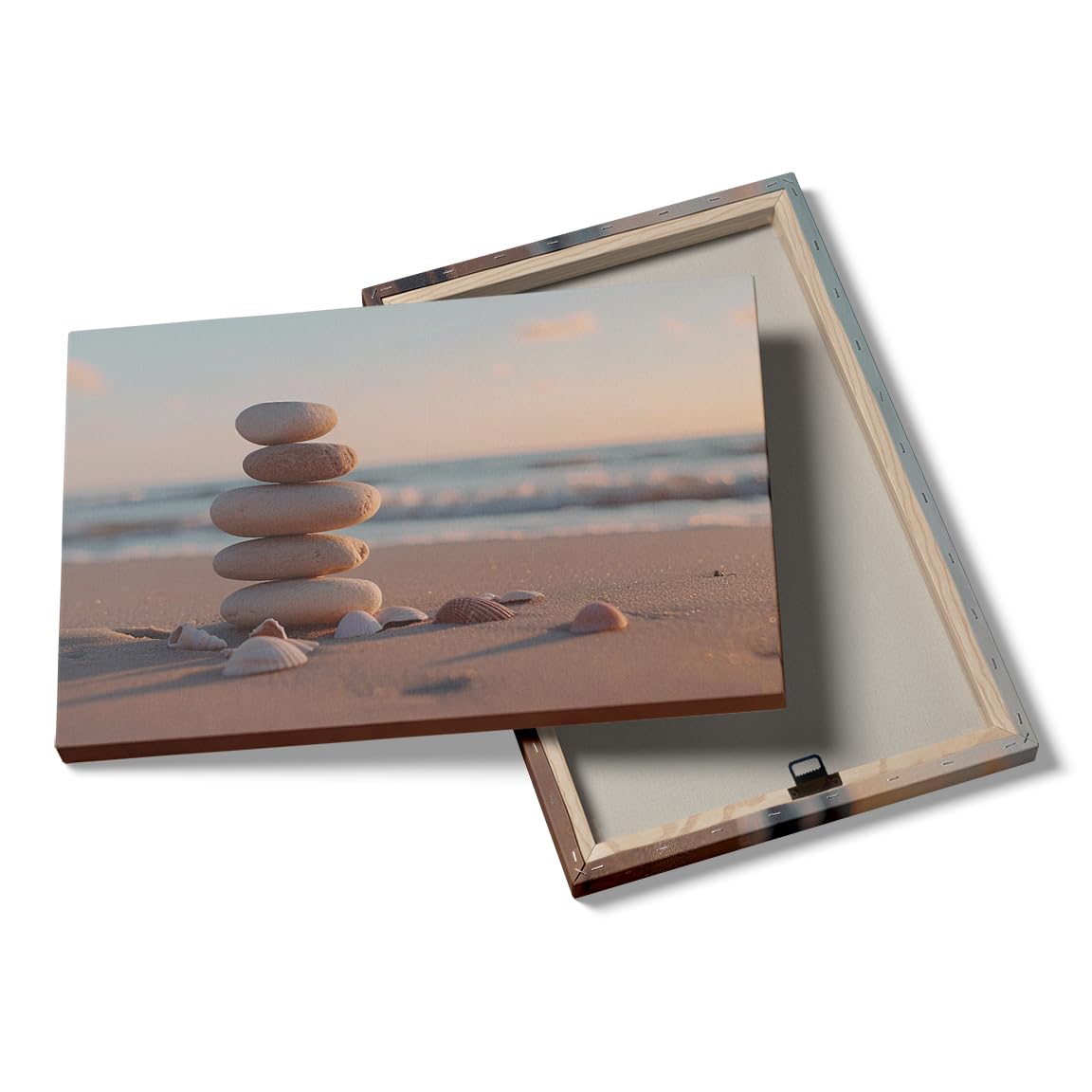 Zen Beach Stones and Shells Wall Art (Wood Framed-5 / 12"L x 16"W)