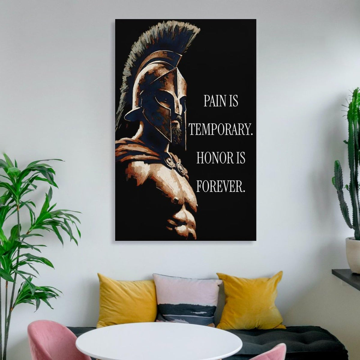 Pain Is Temporary Honor Is Forever Spartan Warrior Code Canvas Printing Wall Art Prints Wall Decor Posters Motivational Black Gold Stoic Living Room Bedroom Office Gym Decor 16x24inch (style-32 / 16x24inch(40x60cm) Frame)