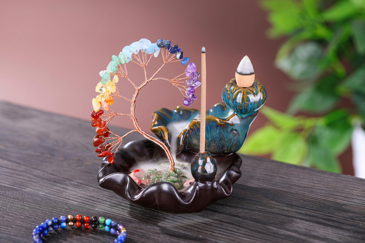 Backflow Incense Burner Ceramic Incense Waterfall (7 Chakra)