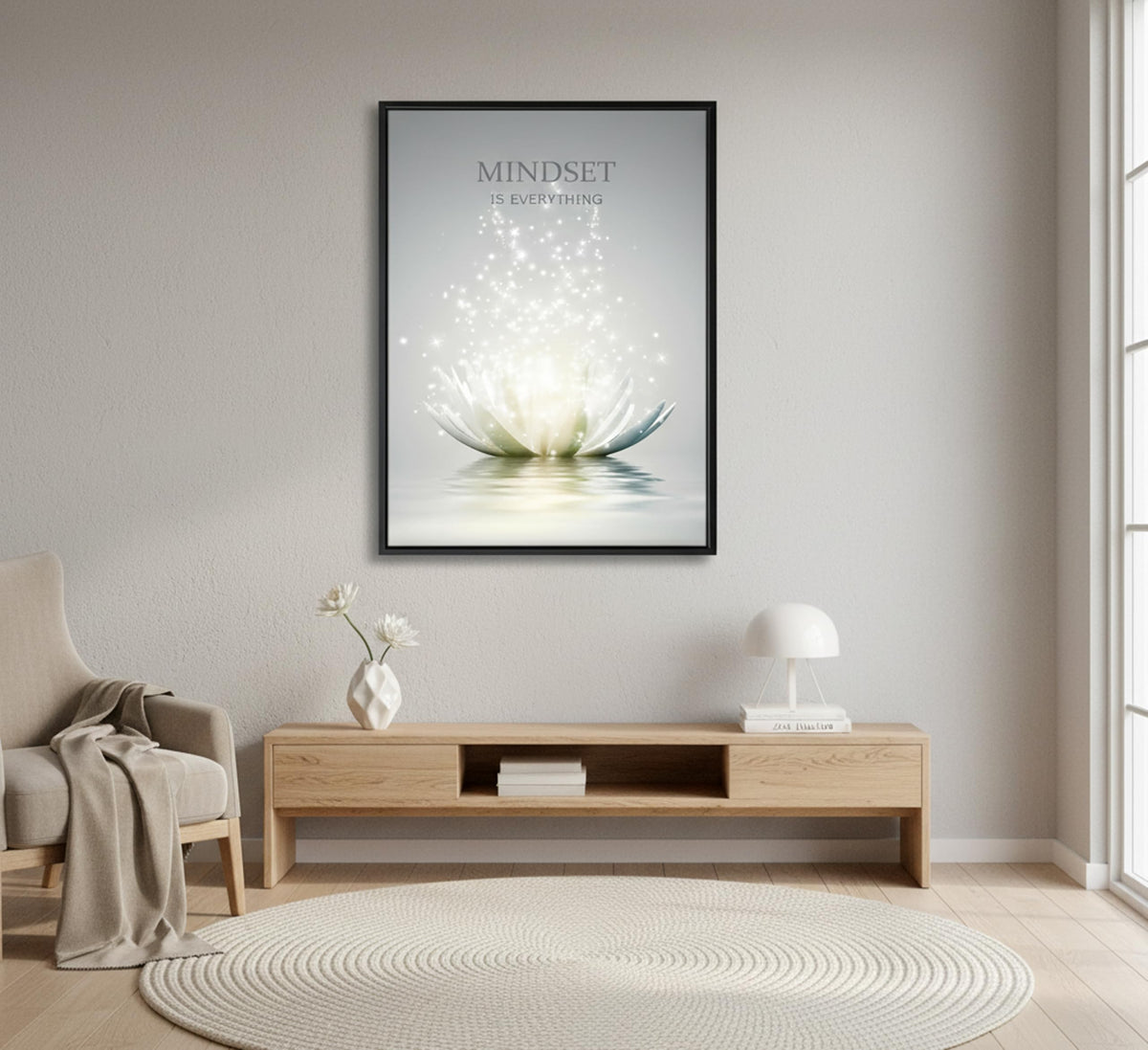 Framed Lotus Wall Art (lotus / 24"L x 16"W)