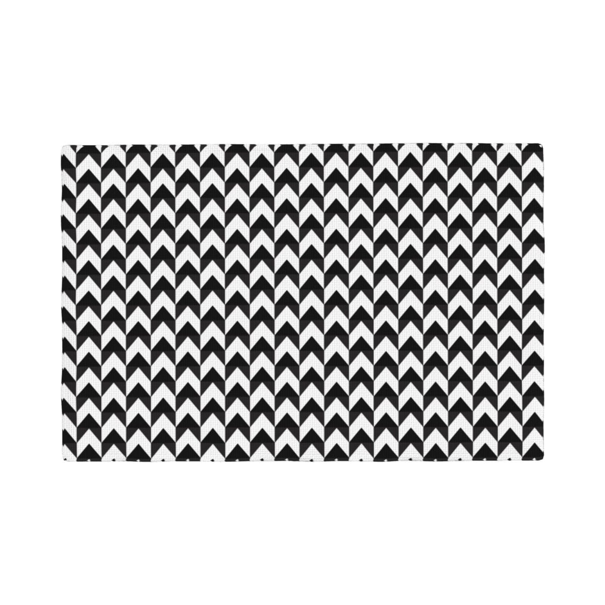 Black and White Vertical Grid Place Mat Set of 6 Pieces Heat (6PCS / Black and White Vertical Grid)