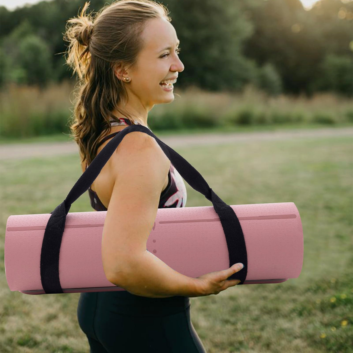 Yoga Mat for Women Men (72"x24"x2/5" / Parfait Pink & Gray)